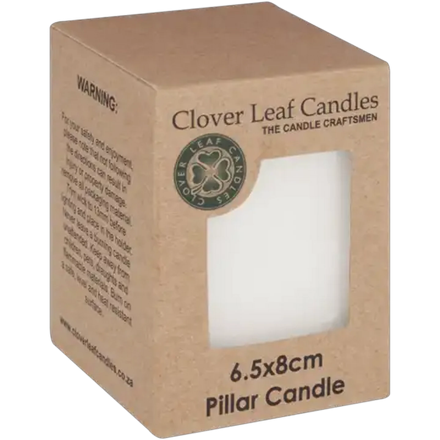 Image of Clover Leaf Candles White Square Pillar Candle 8cm