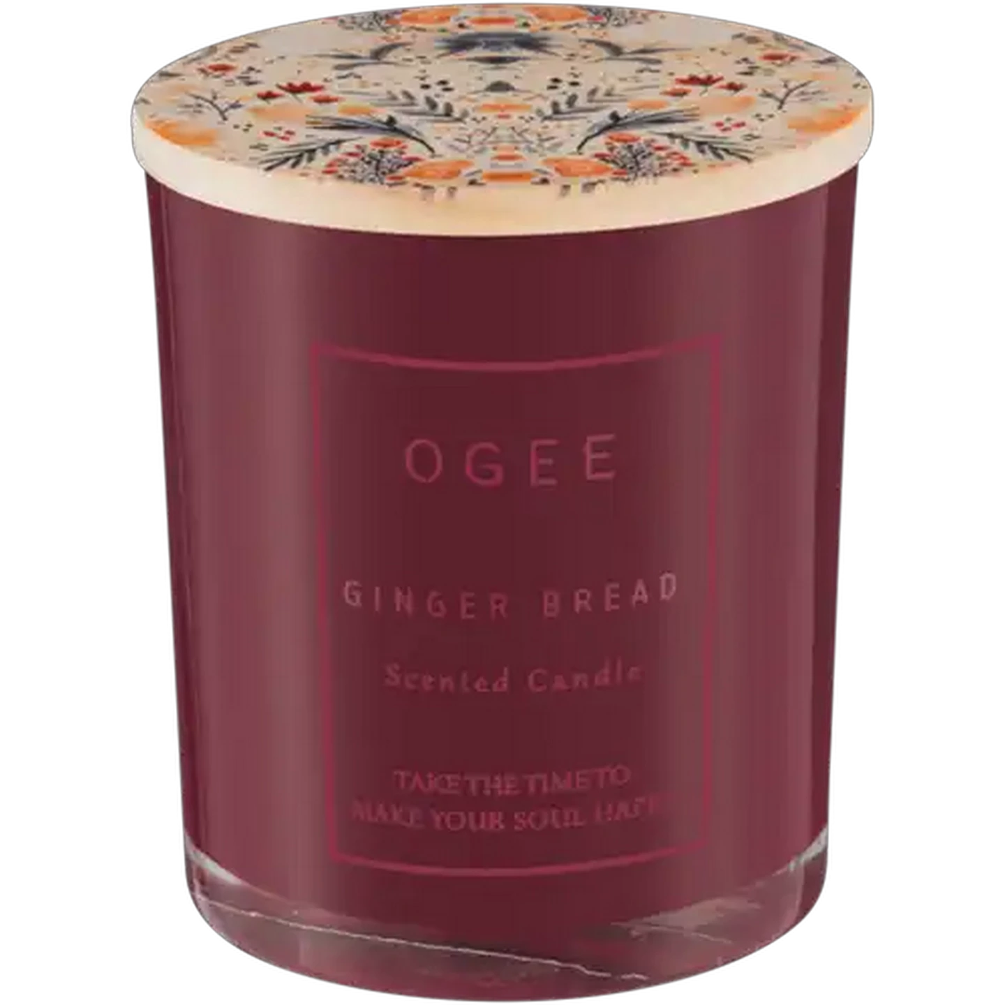 Image of Ogee Ginger Bread Scented Glass Candle With Lid 9cm