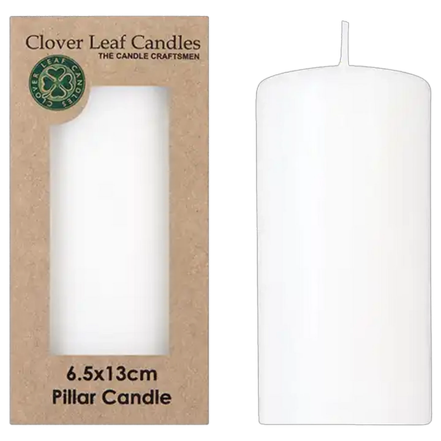 Image of Clover Leaf Candles White Pillar Candle 13cm