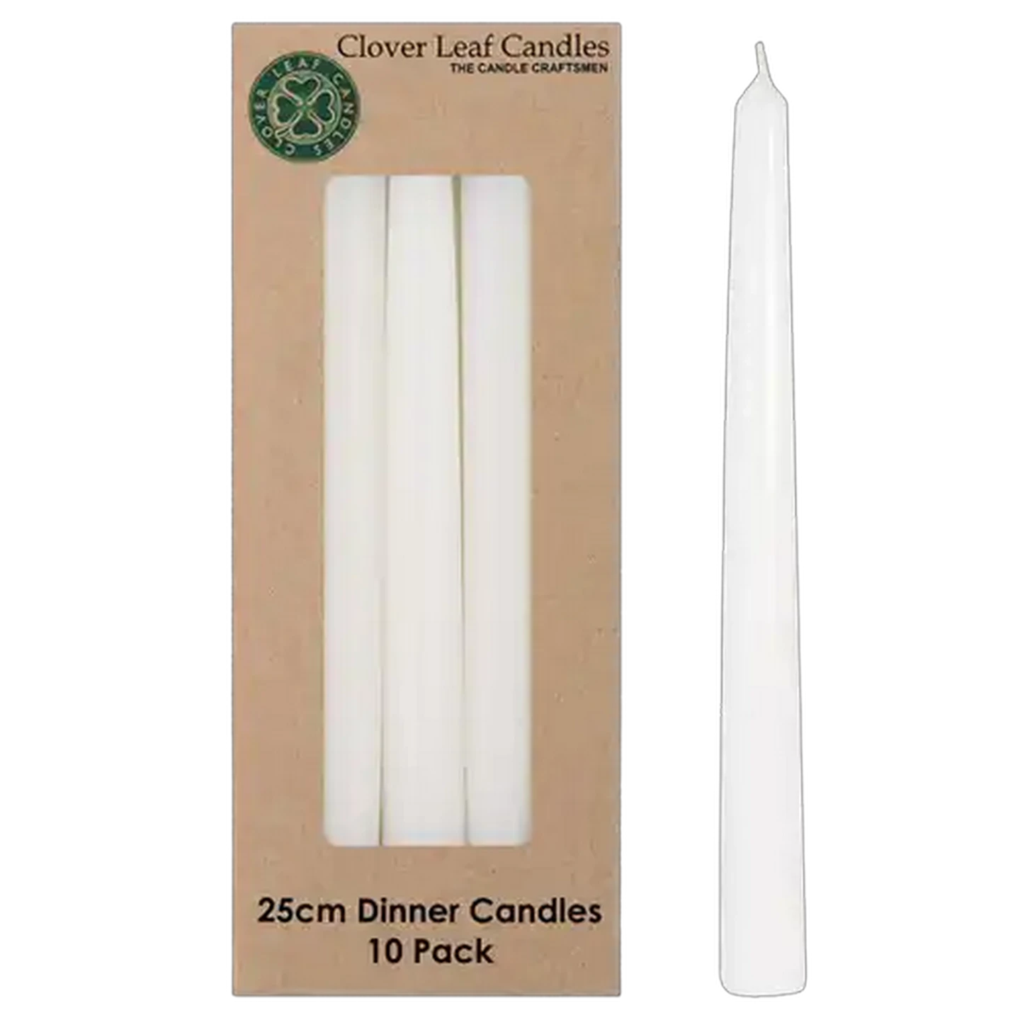 Image of Clover Leaf Candles White Dinner Candles 10-Pack