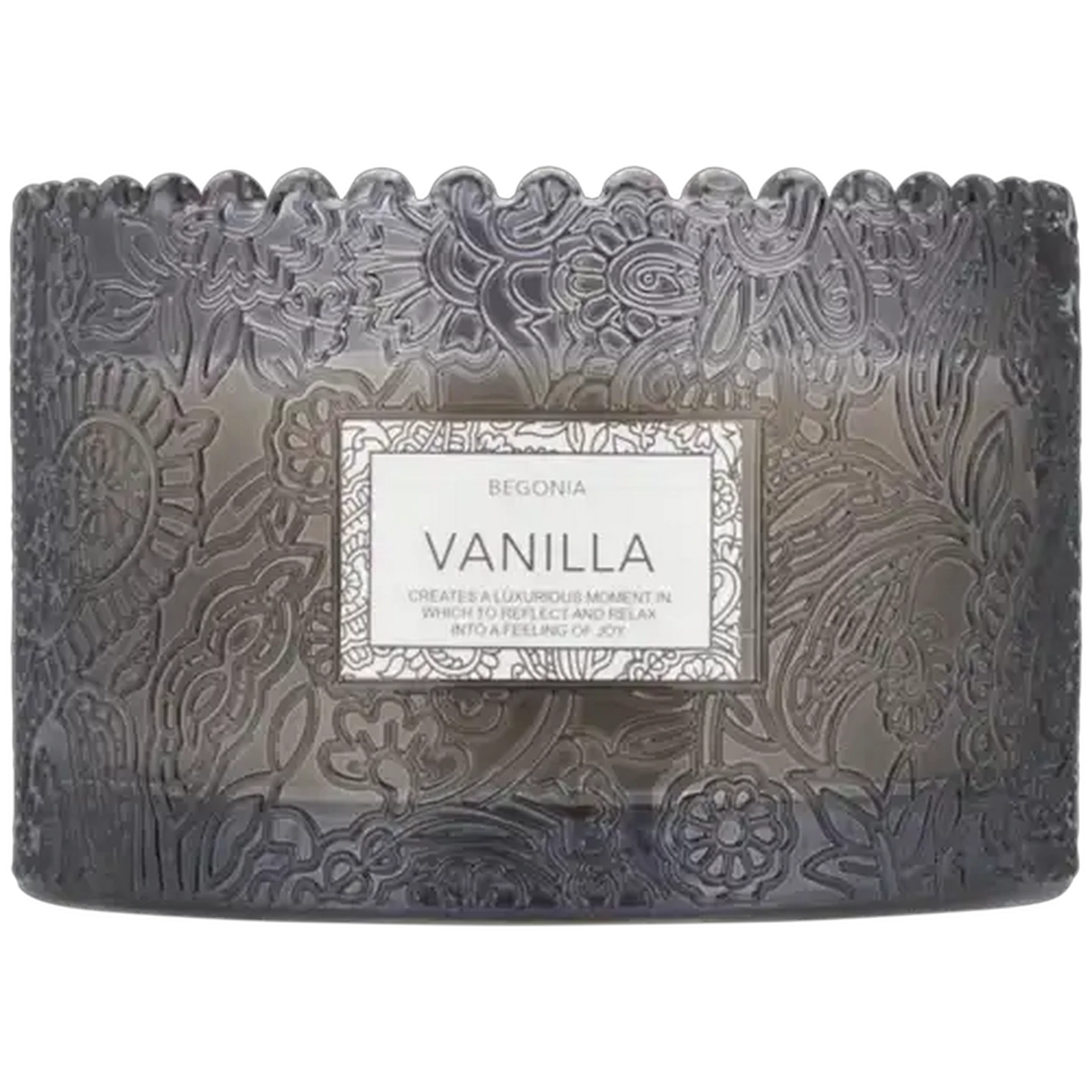 Image of Begonia Vanilla Scented Glass Candle 12x8cm