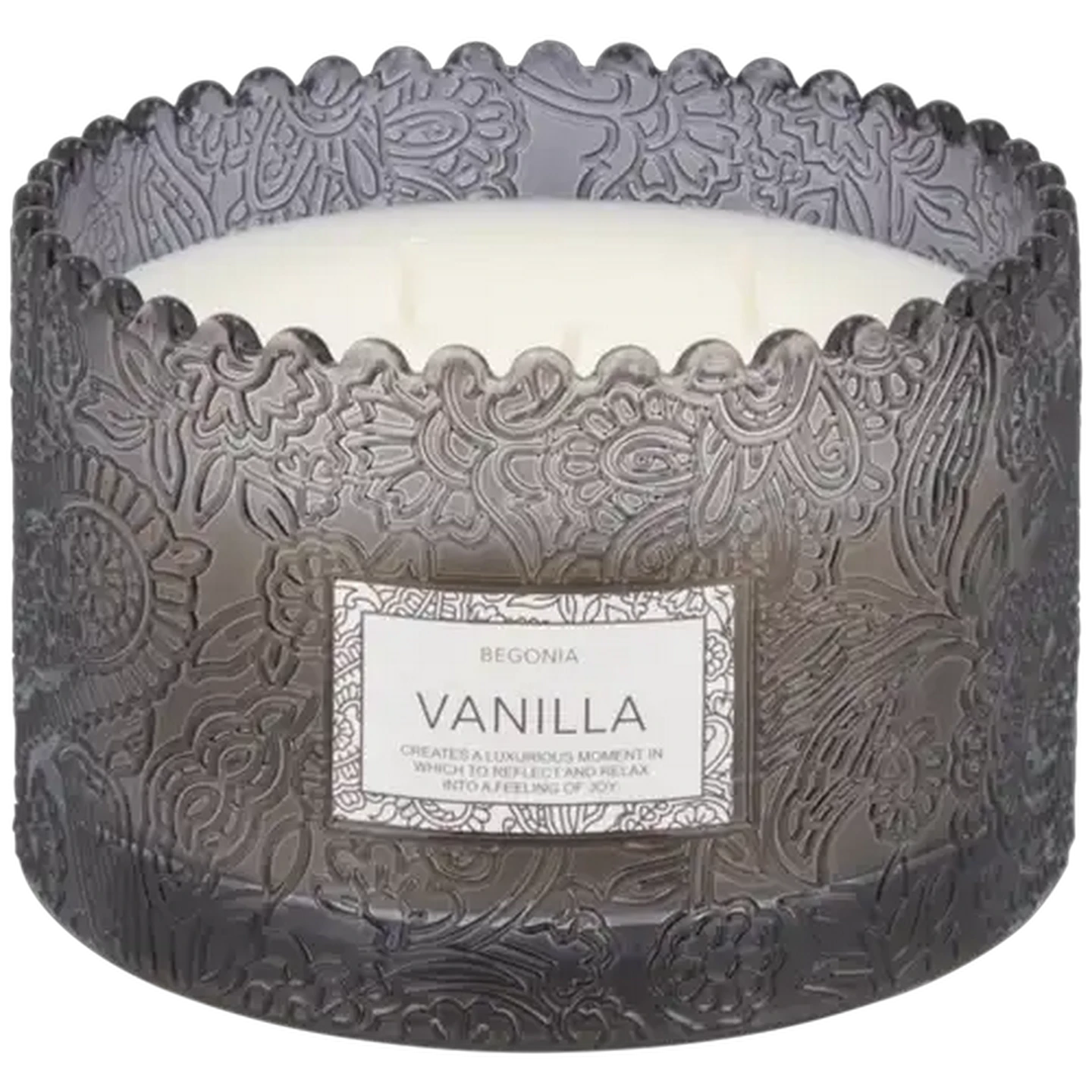 Image of Begonia Vanilla Scented Glass Candle 12x8cm