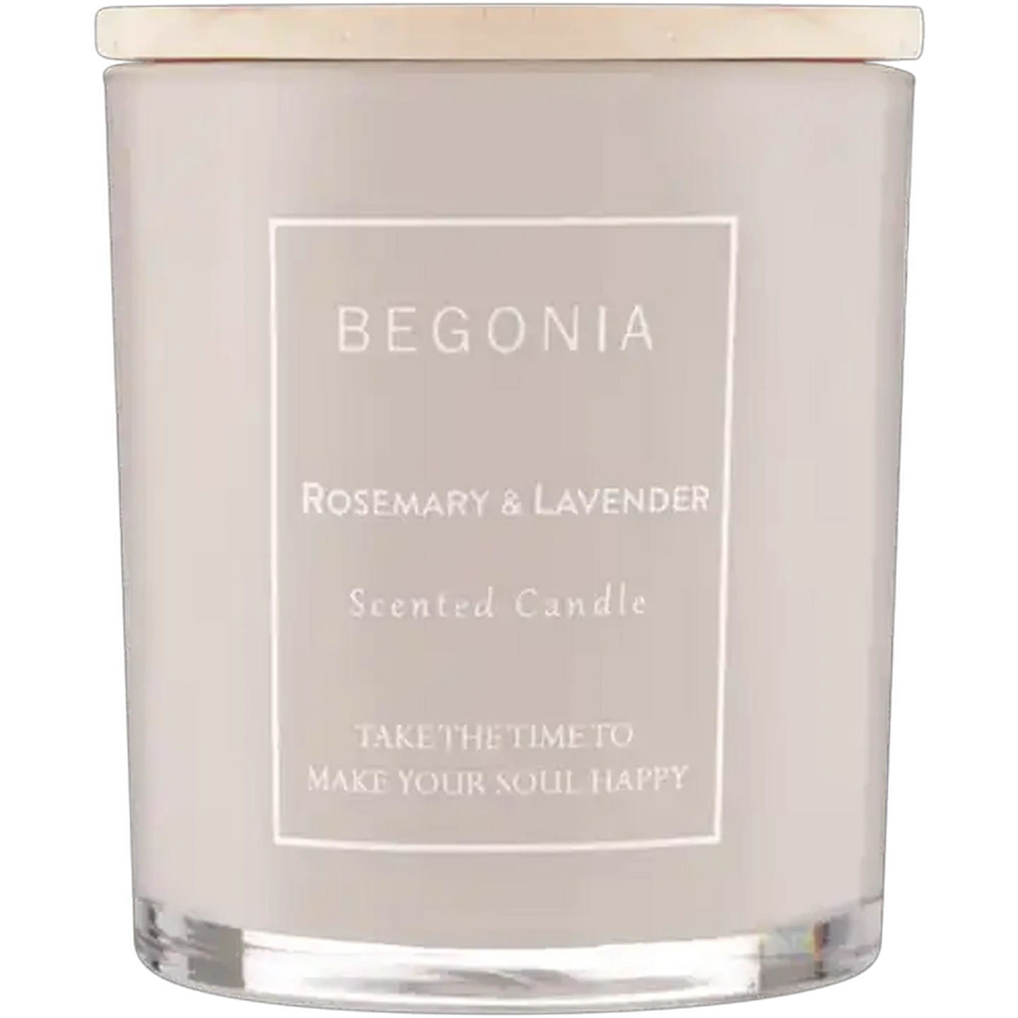 Image of Begonia Rosemary & Lavender Scented Glass Candle With Lid 9cm