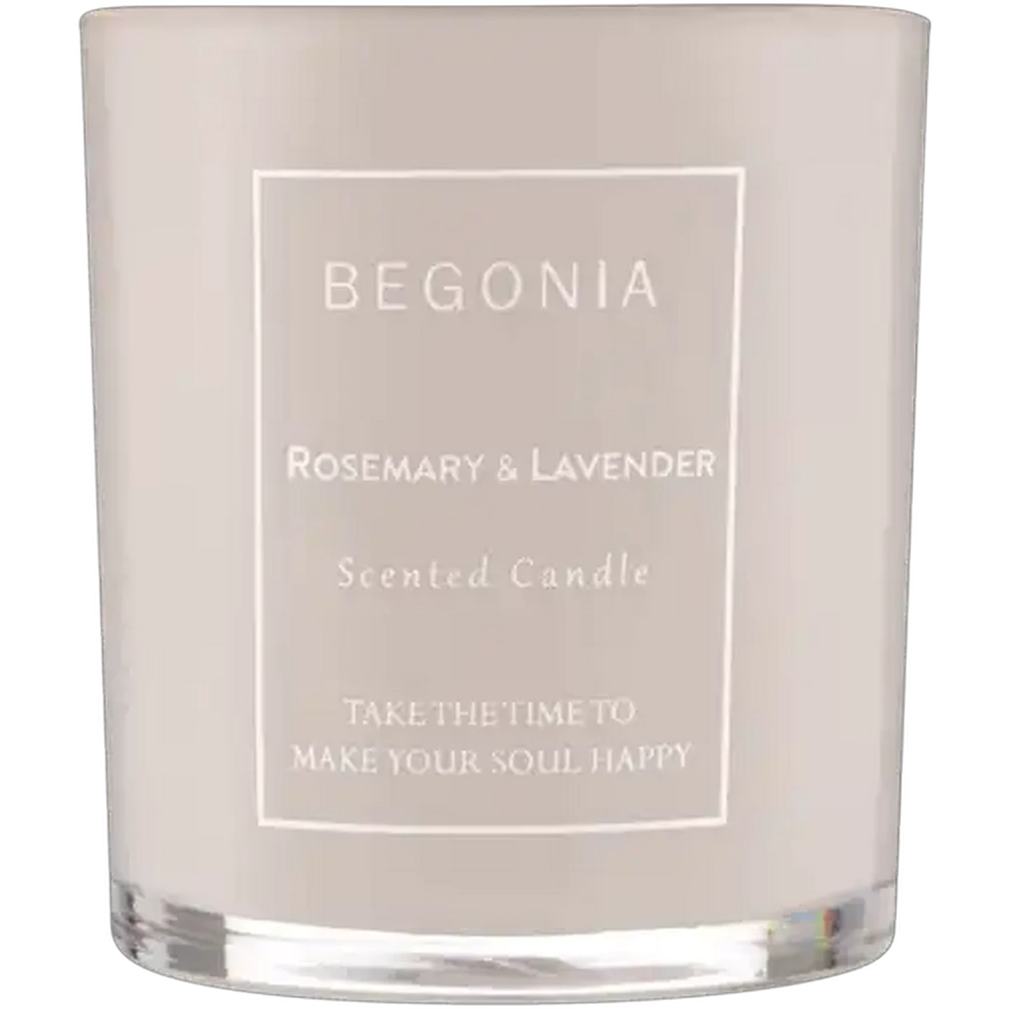 Image of Begonia Rosemary & Lavender Scented Glass Candle With Lid 9cm