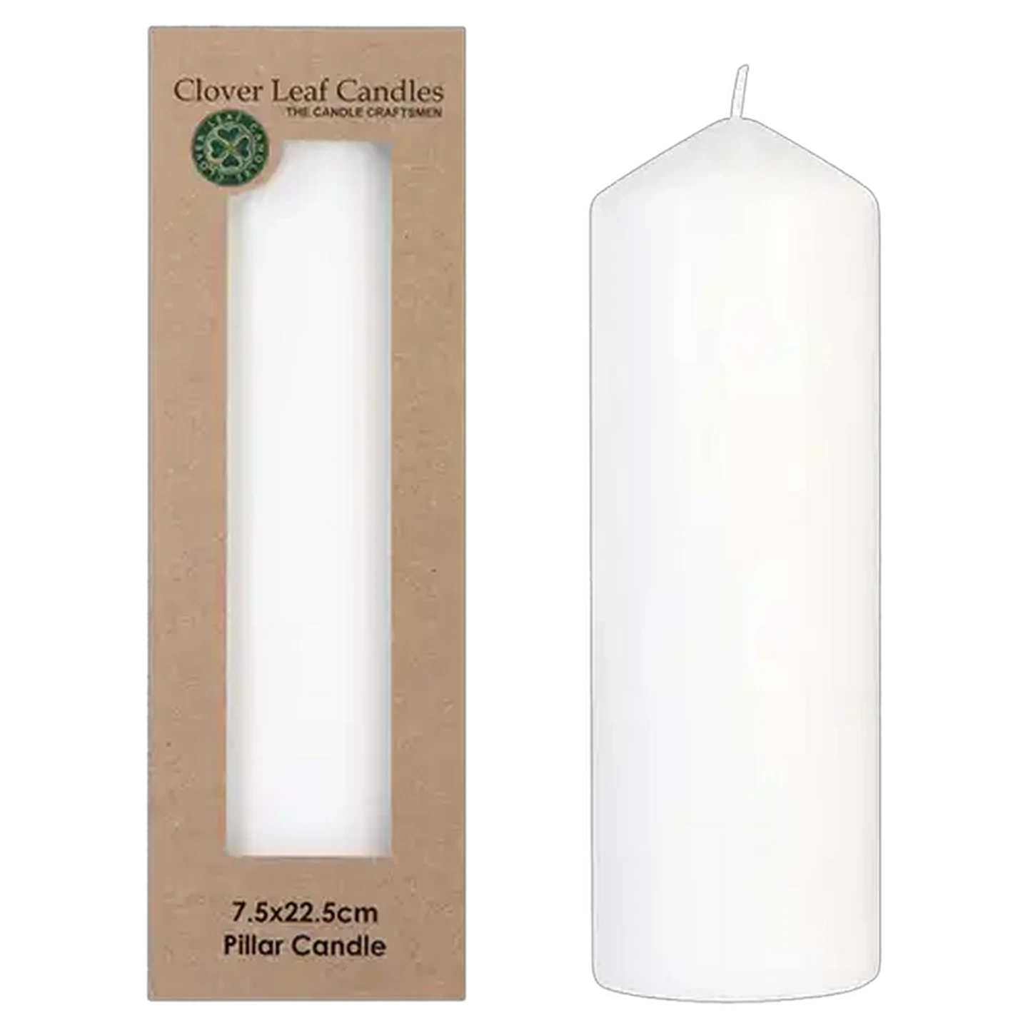 Image of Clover Leaf Candles White Pencil Top Candle 22.5cm