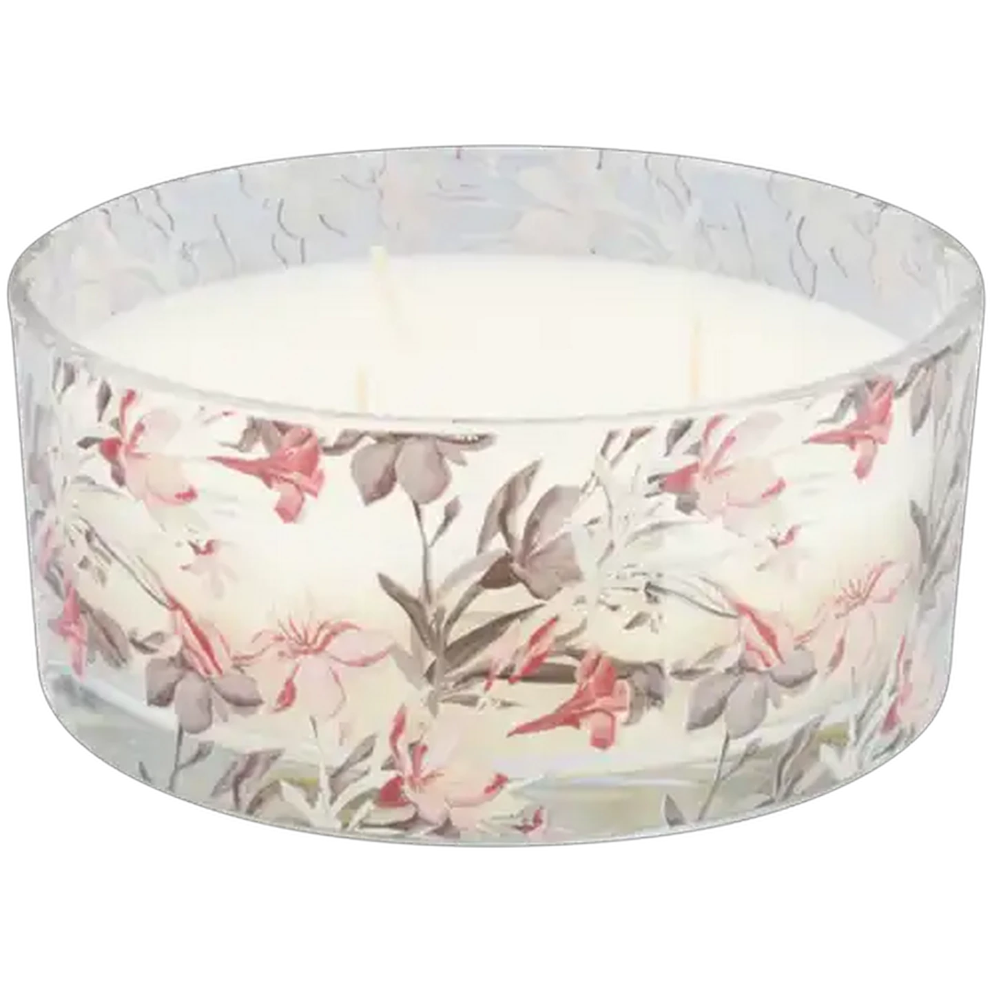 Image of Begonia Rosemary & Lavender Scented Three Wick Glass Candle 16x7cm