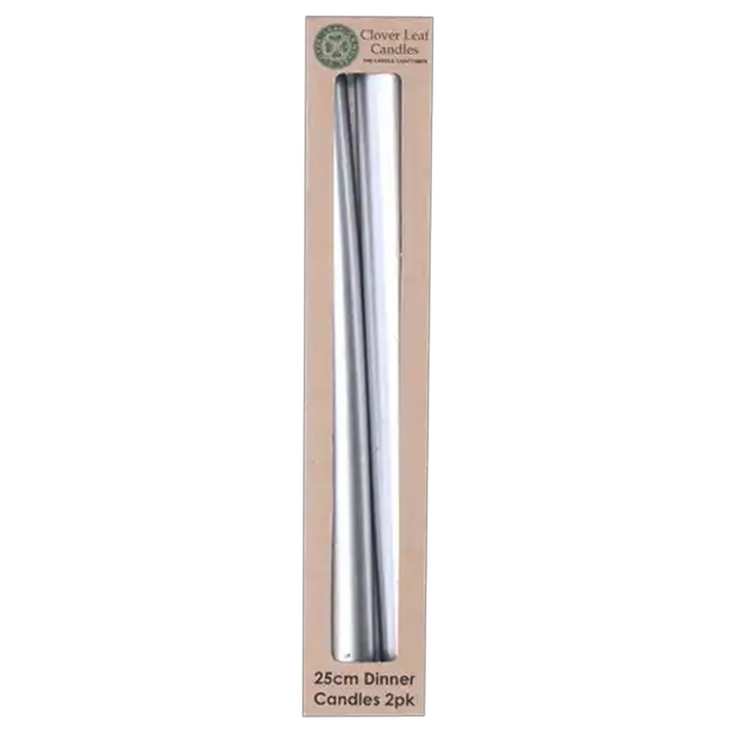 Image of Clover Leaf Candles Silver Dinner Candle 25cm 2-Pack