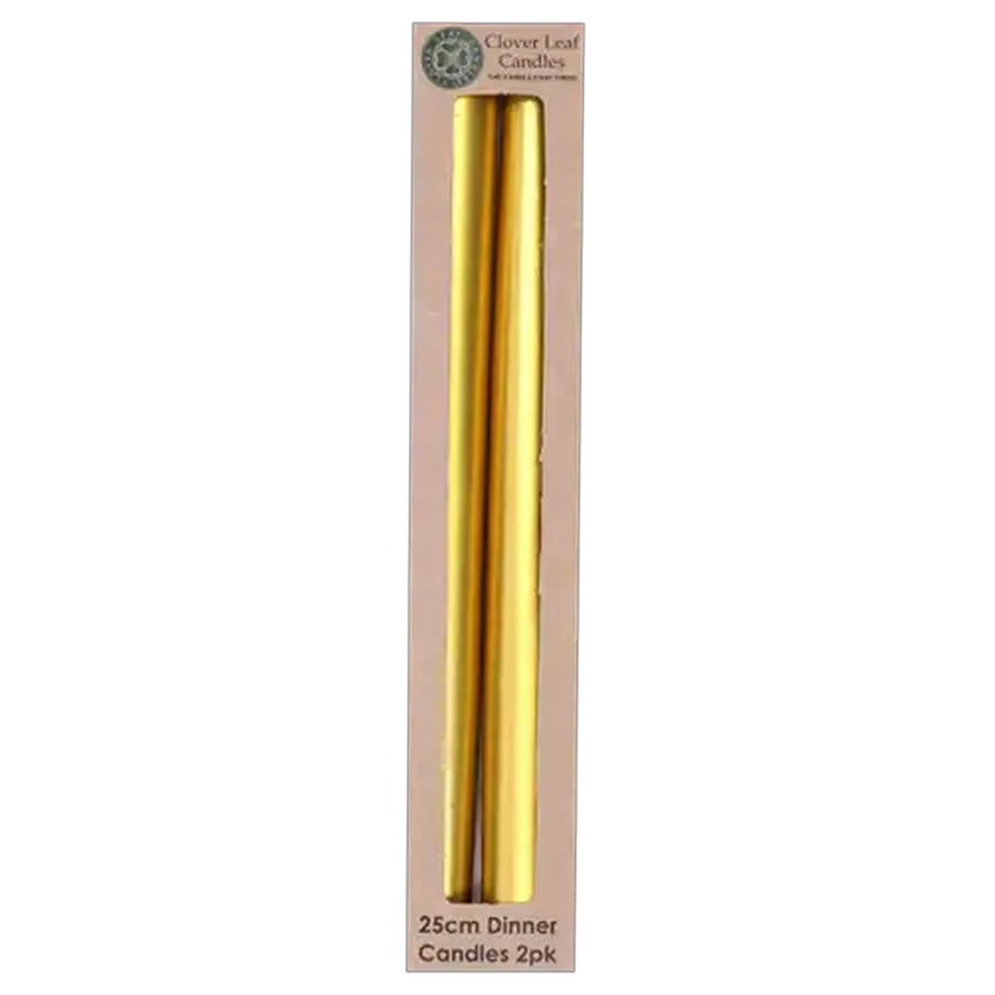 Image of Clover Leaf Candles Gold Dinner Candle 25cm 2-Pack