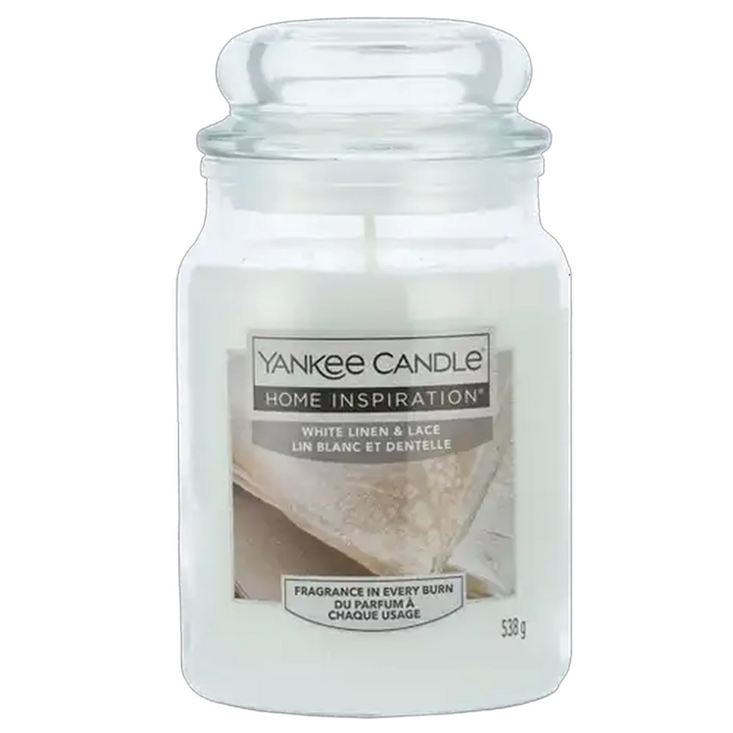 Image of Yankee Candle White Linen Lace Large Candle Jar