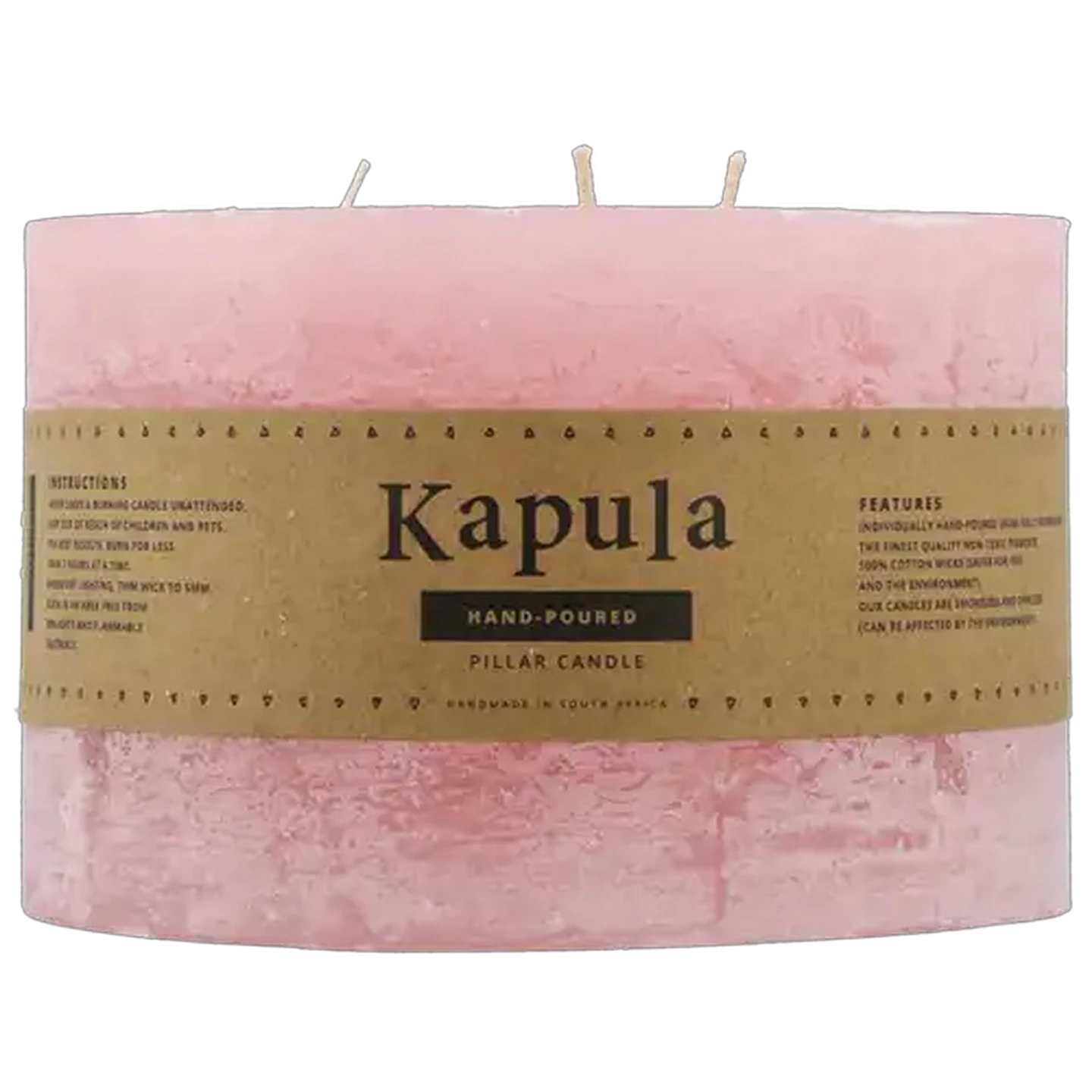 Image of Kapula Pink Frost Hand Poured Pillar Candle 15x10cm