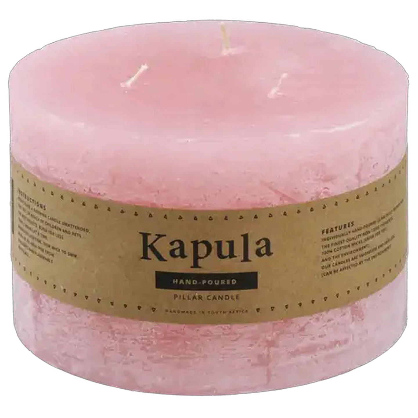 Image of Kapula Pink Frost Hand Poured Pillar Candle 15x10cm