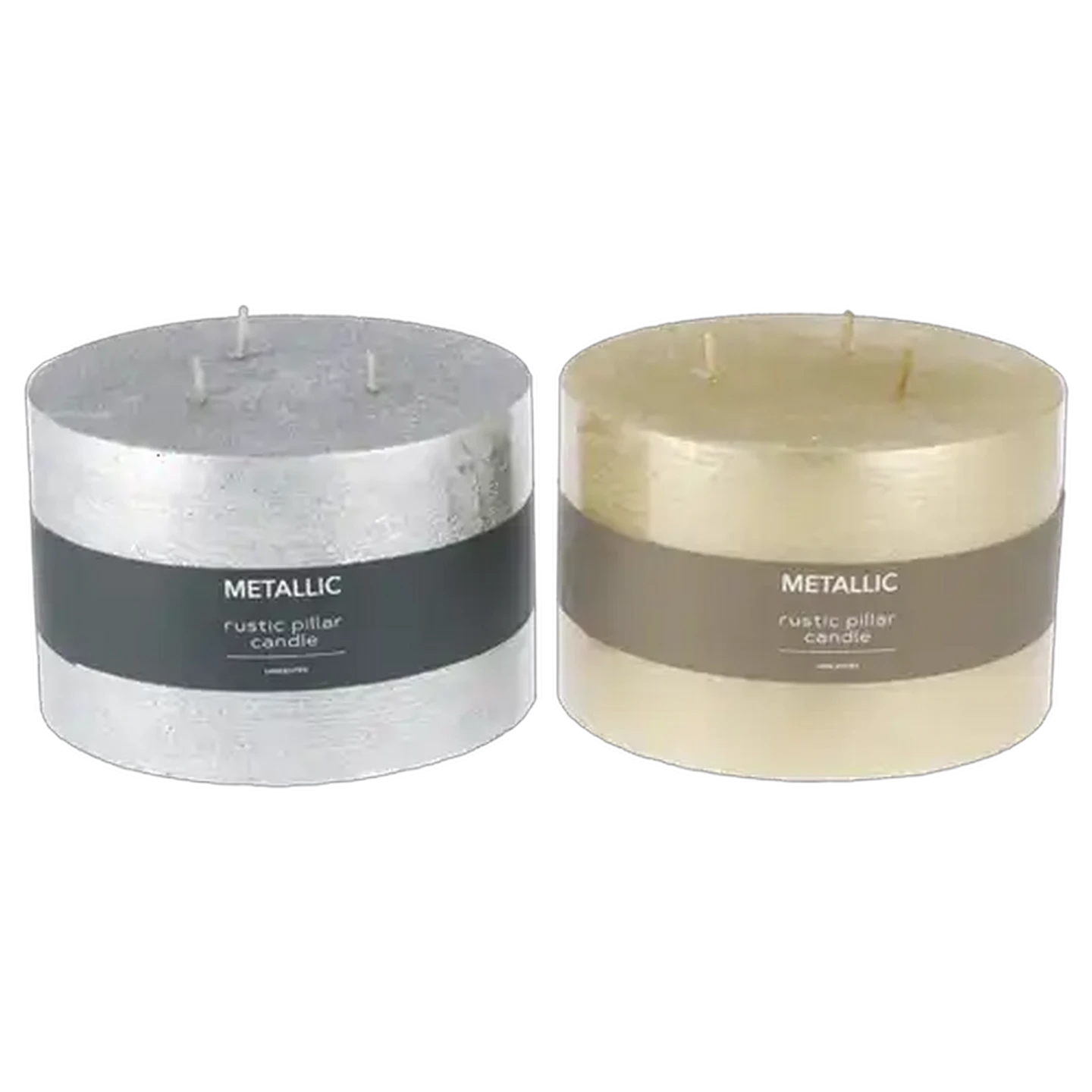 Image of Gold or Silver Metallic Candle 15x10cm (Colour May Vary)