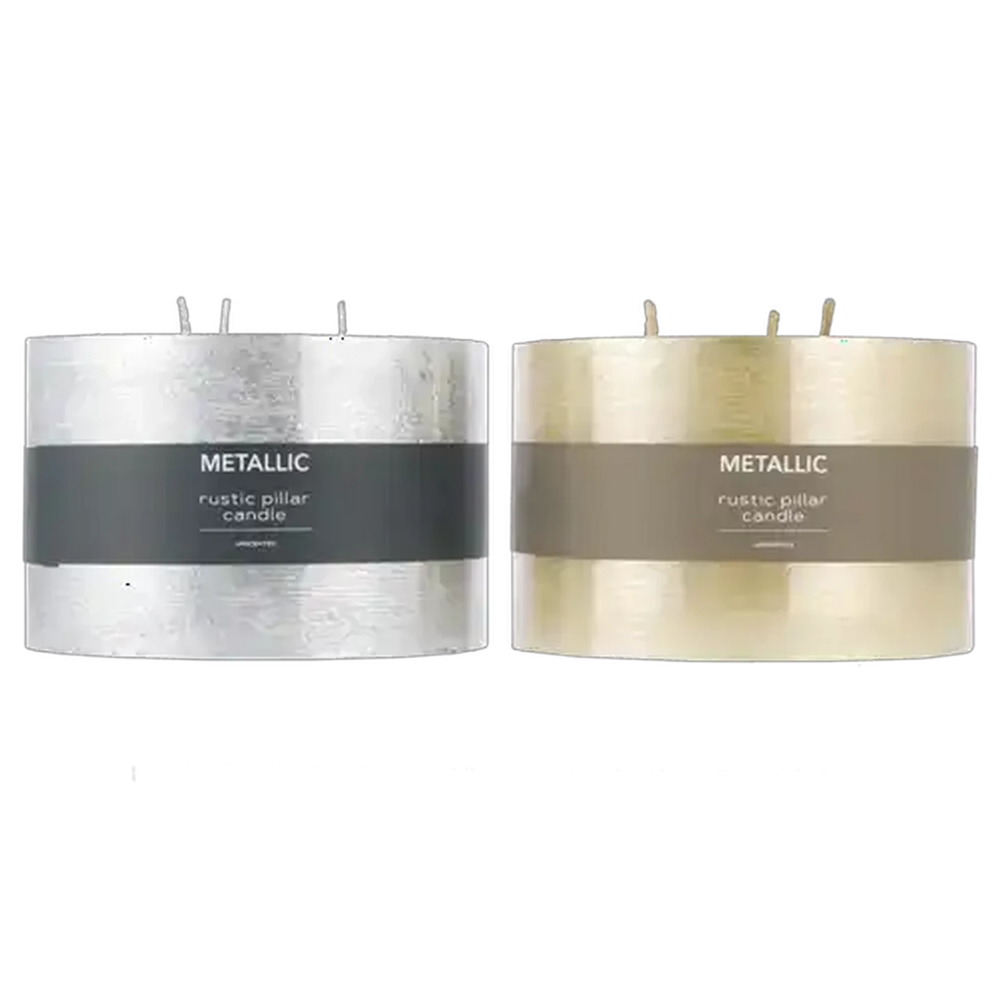 Image of Gold or Silver Metallic Candle 15x10cm (Colour May Vary)