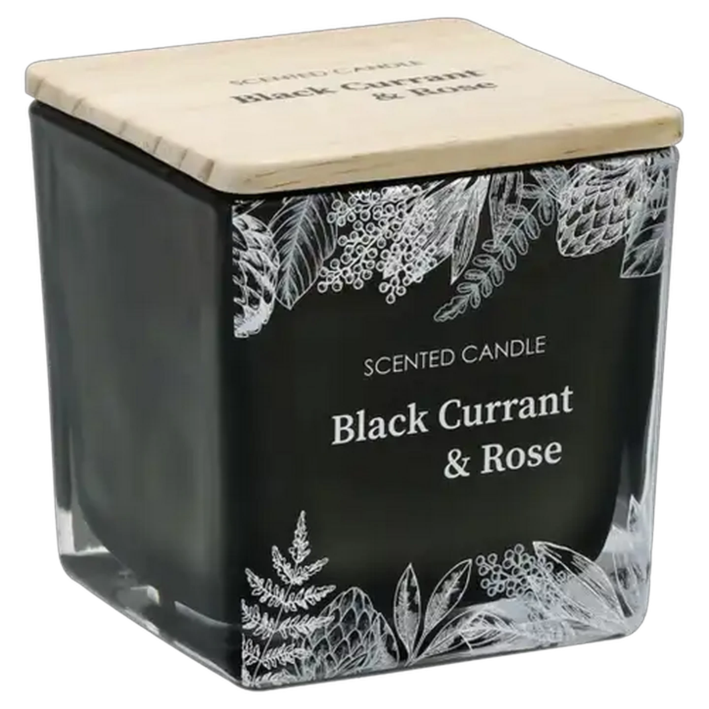 Image of Black Current & Rose Scented Square Candle 8x8cm