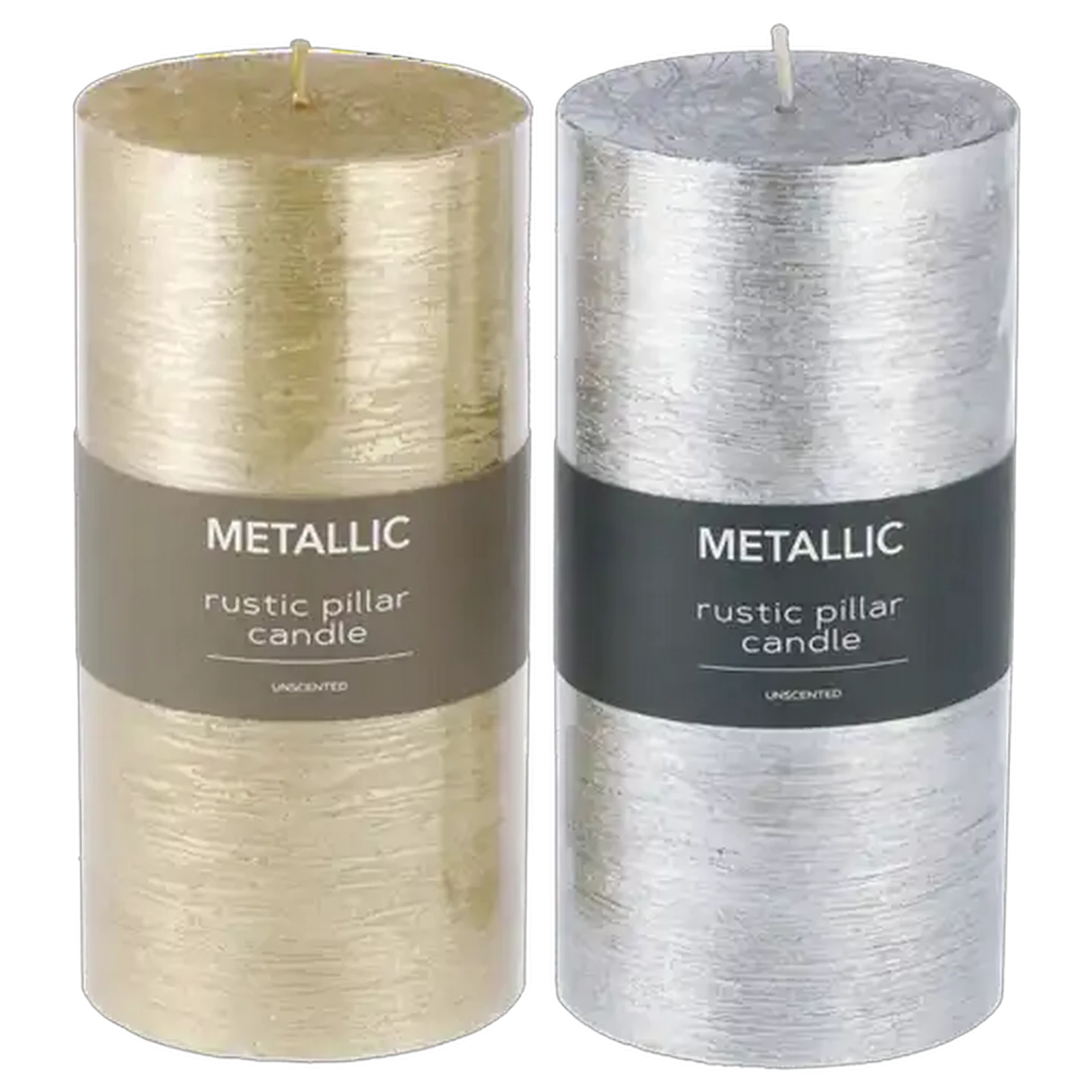 Image of Gold or Silver Metallic Candle 7x15cm (Colour May Vary)