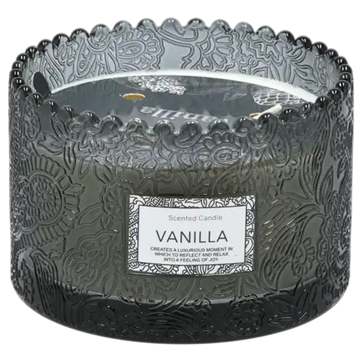 Image of Ditsy Charcoal Vanilla Scented Candle 12x8cm