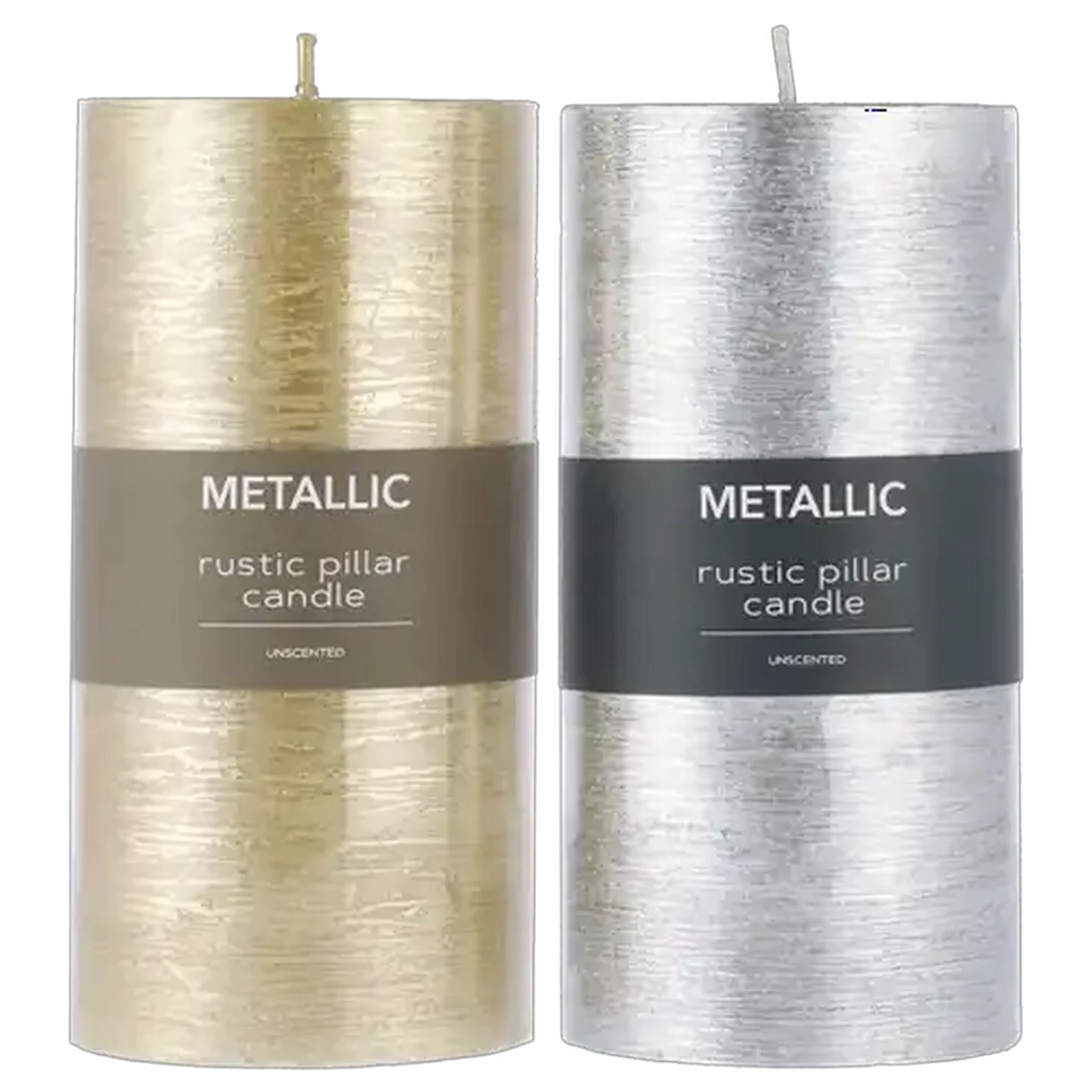 Image of Gold or Silver Metallic Candle 7x15cm (Colour May Vary)