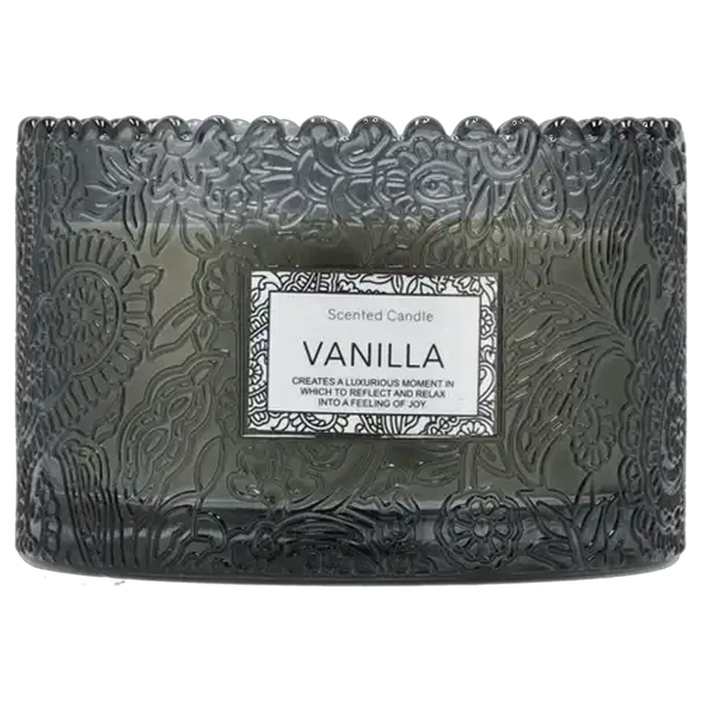 Image of Ditsy Charcoal Vanilla Scented Candle 12x8cm