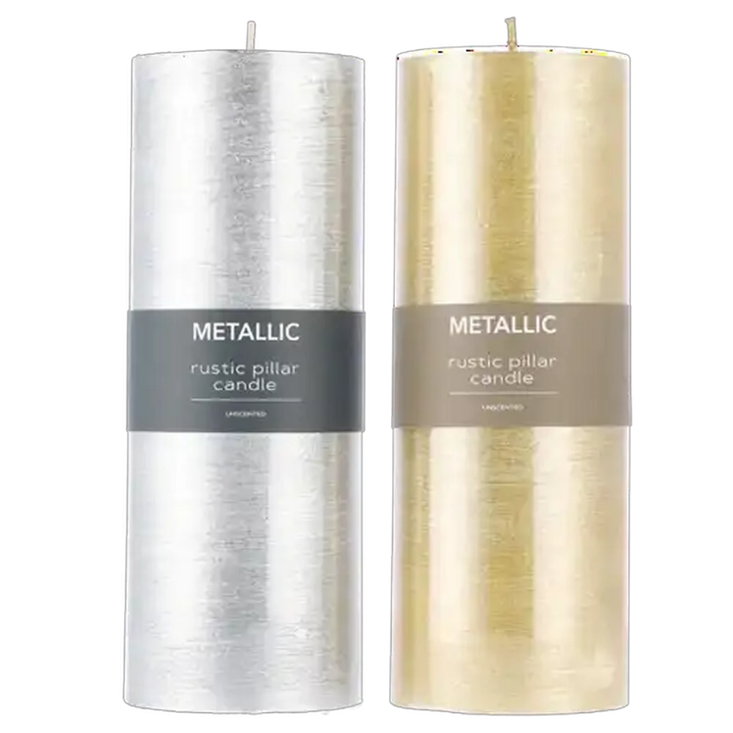 Image of Gold or Silver Metallic Candle 7x20cm (Colour May Vary)