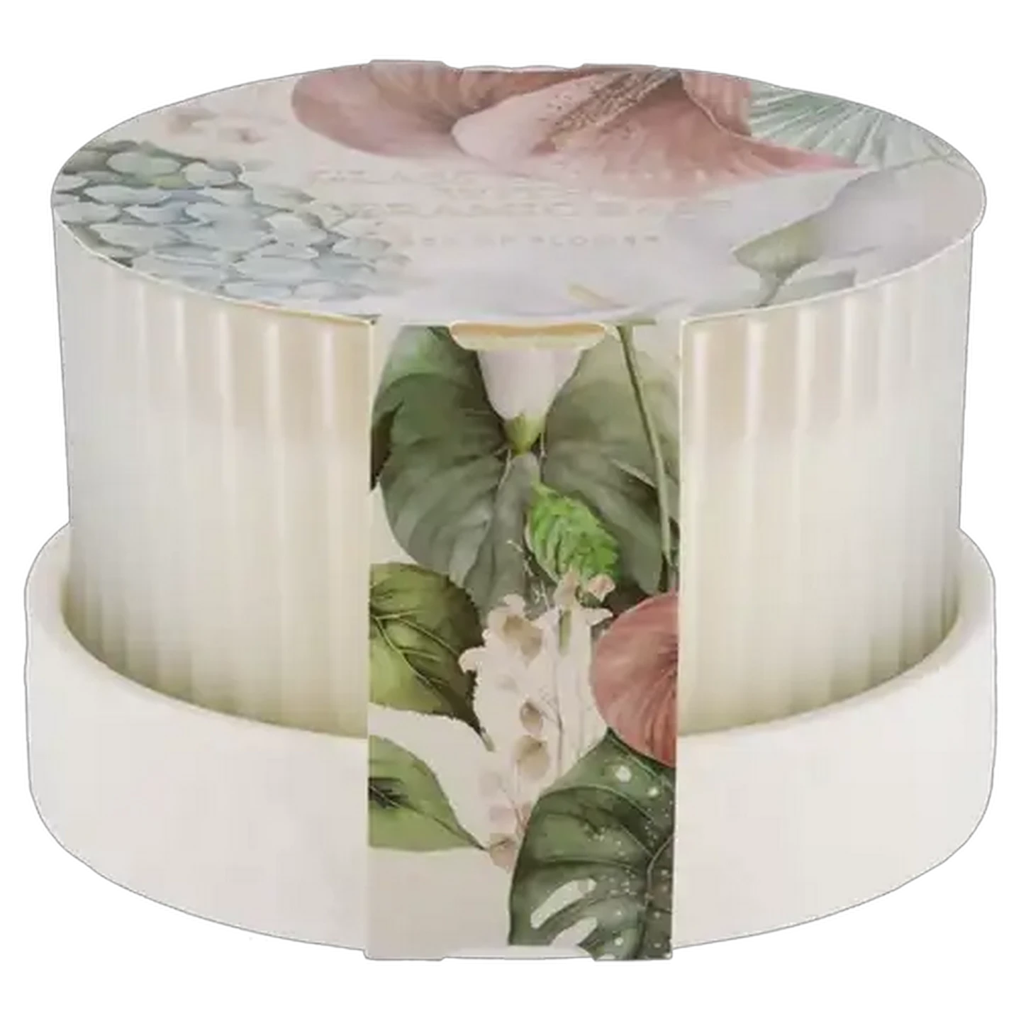 Image of A Sea Of Flower Glass Candle with Ceramic Base 12 x 8cm