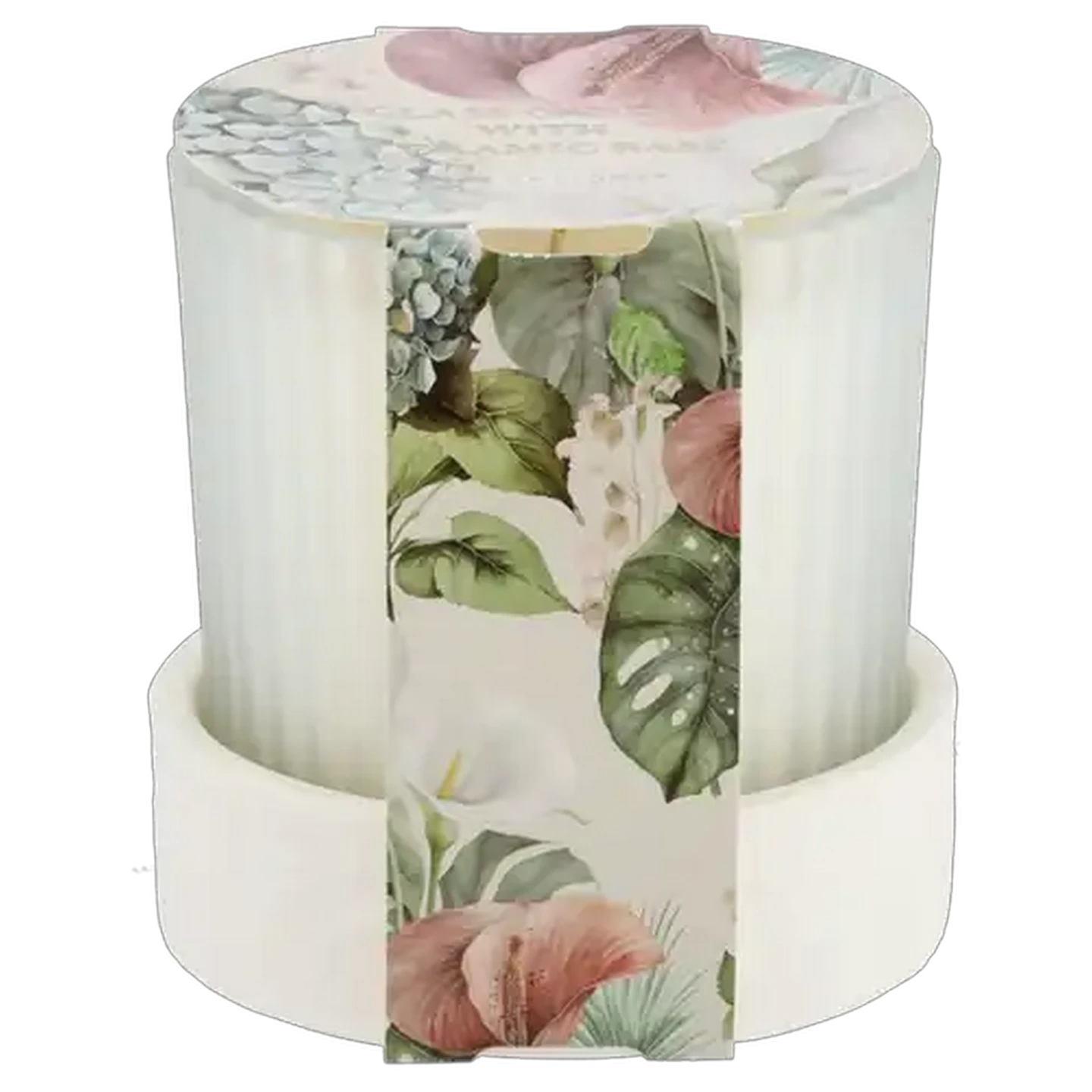 Image of A Sea Of Flower Glass Candle with Ceramic Base 9 x 9cm