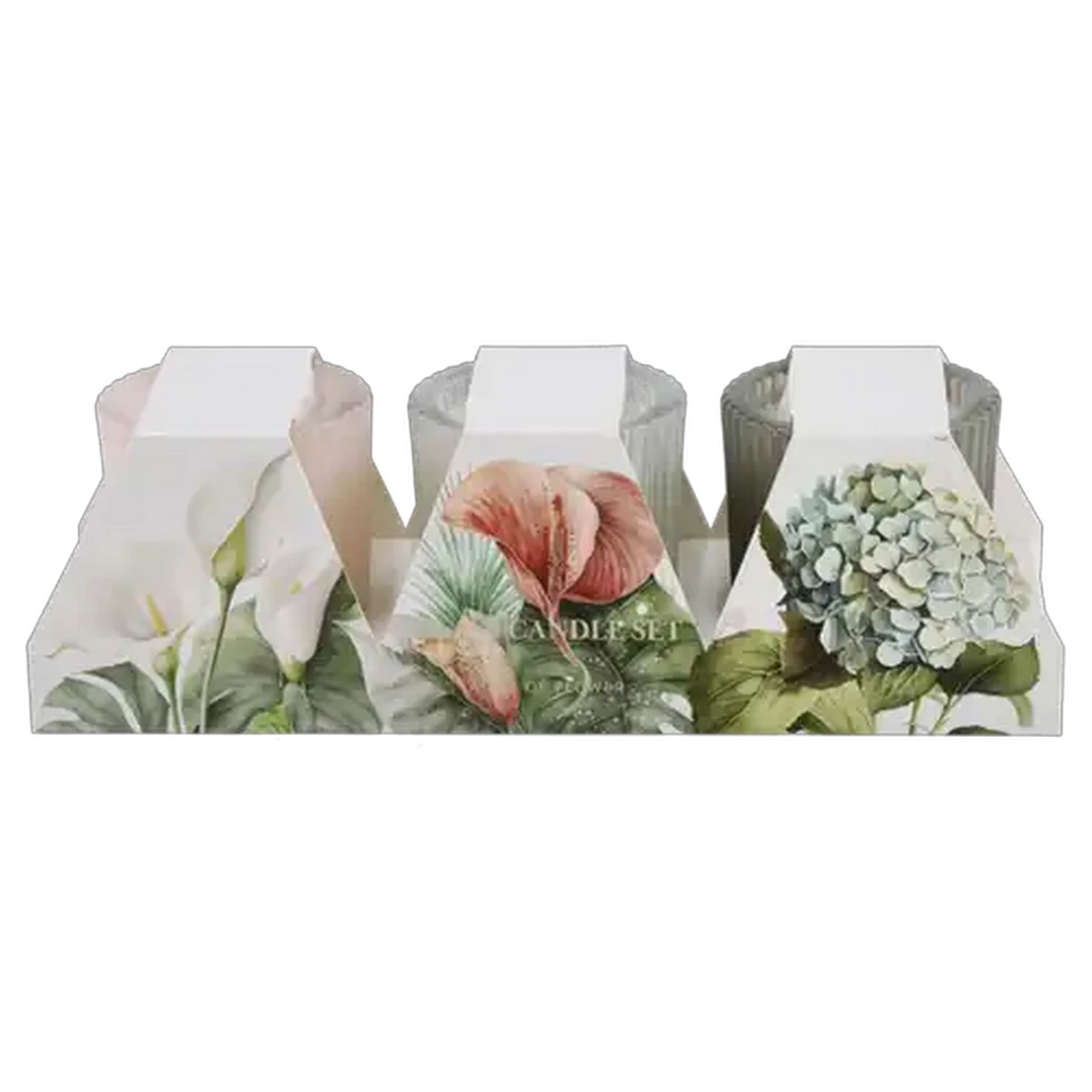 Image of A Sea Of Flower Glass Candle Set 3 Piece