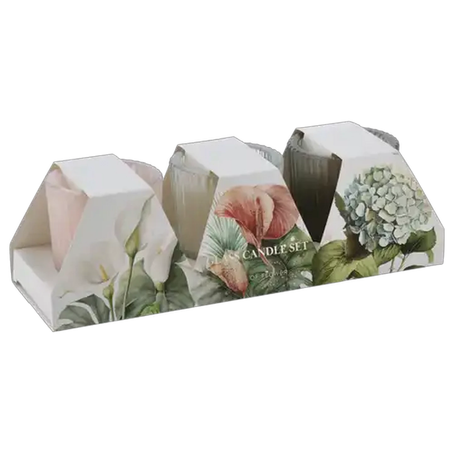 Image of A Sea Of Flower Glass Candle Set 3 Piece