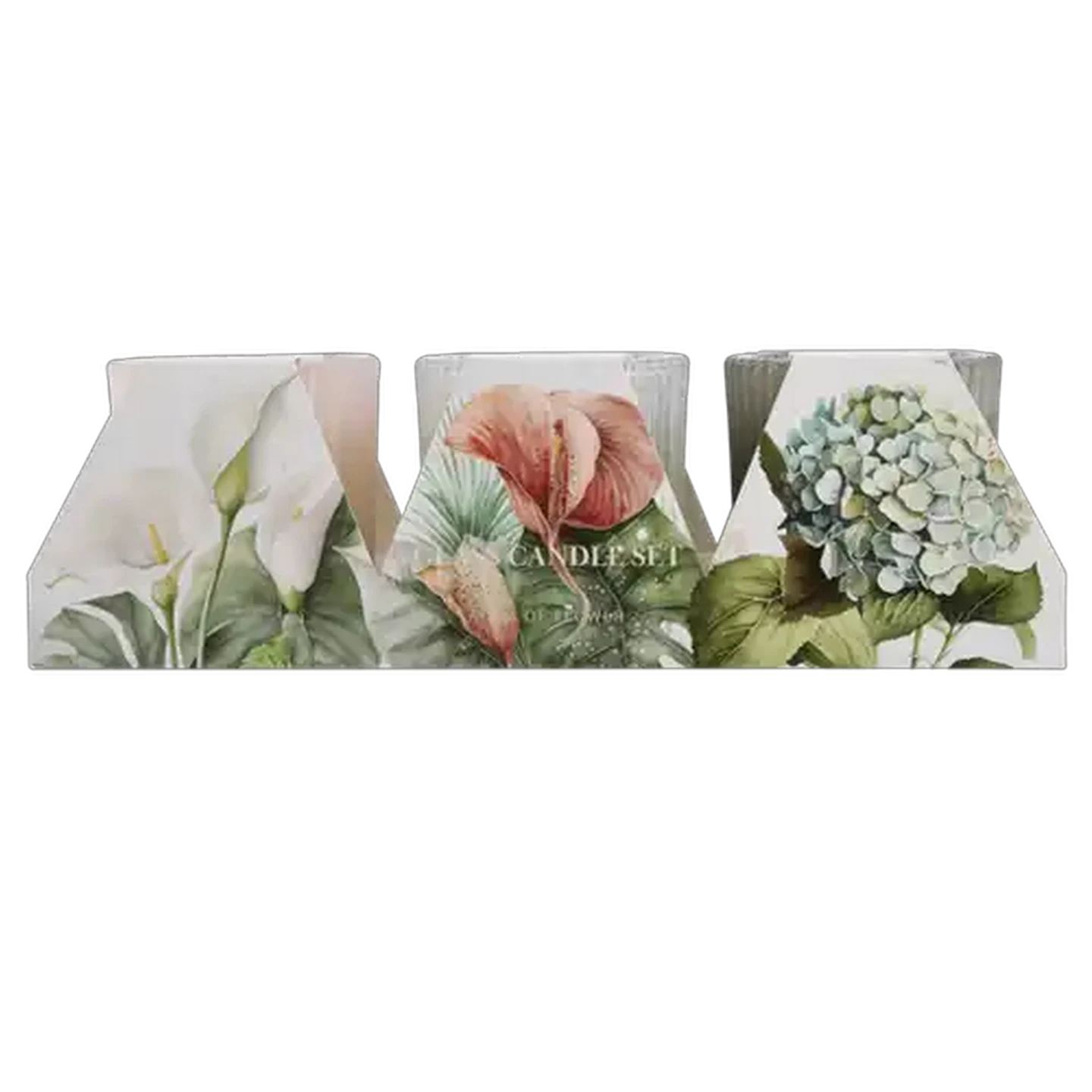 Image of A Sea Of Flower Glass Candle Set 3 Piece
