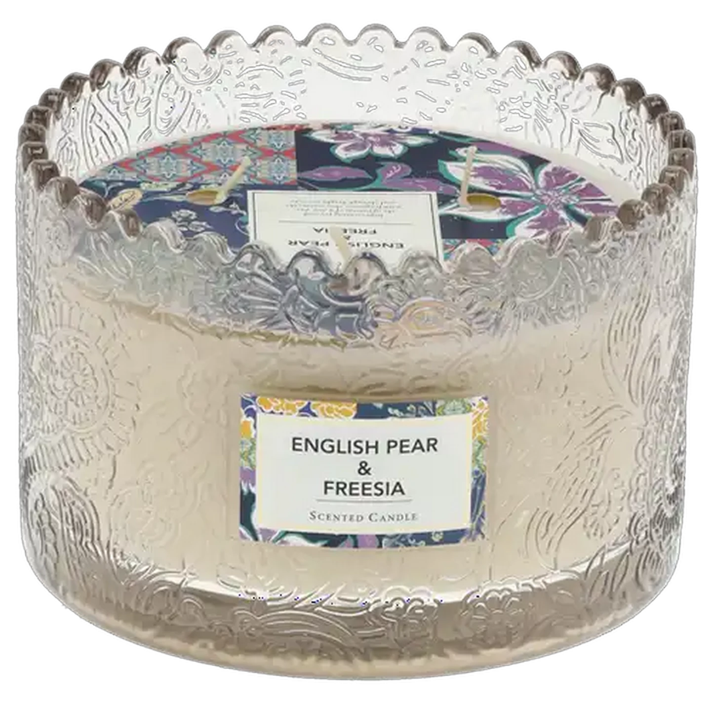 Image of English Pear & Freesia Beige Ditsy Candle 12 x 8cm