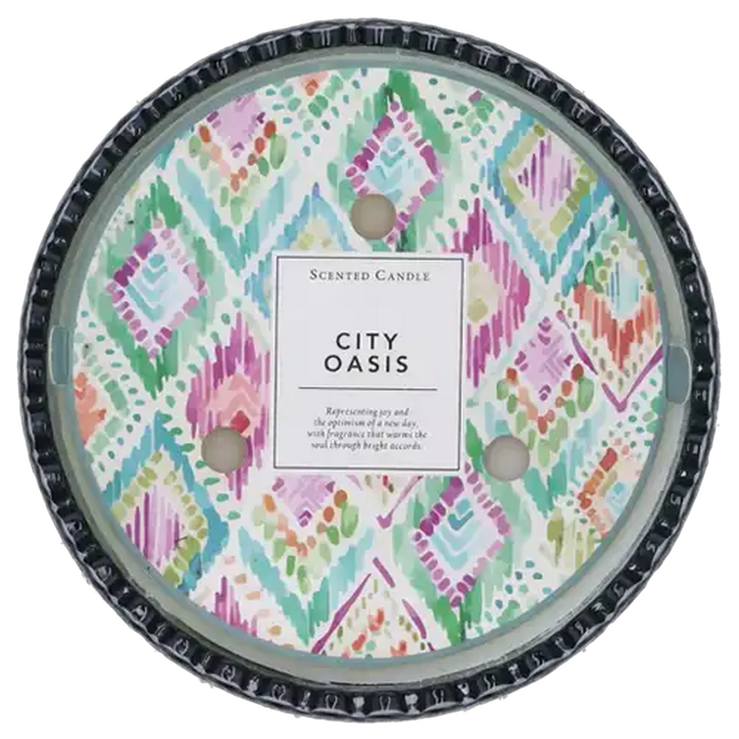 Image of City Oasis Green Ditsy Glass Candle 12 x 8cm