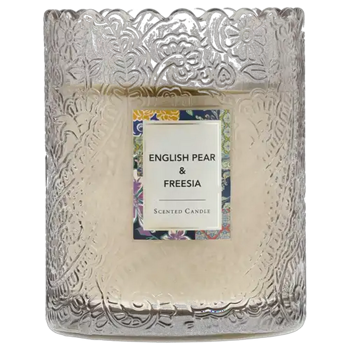 Image of English Pear & Freesia Beige Ditsy Candle 8 x 10cm