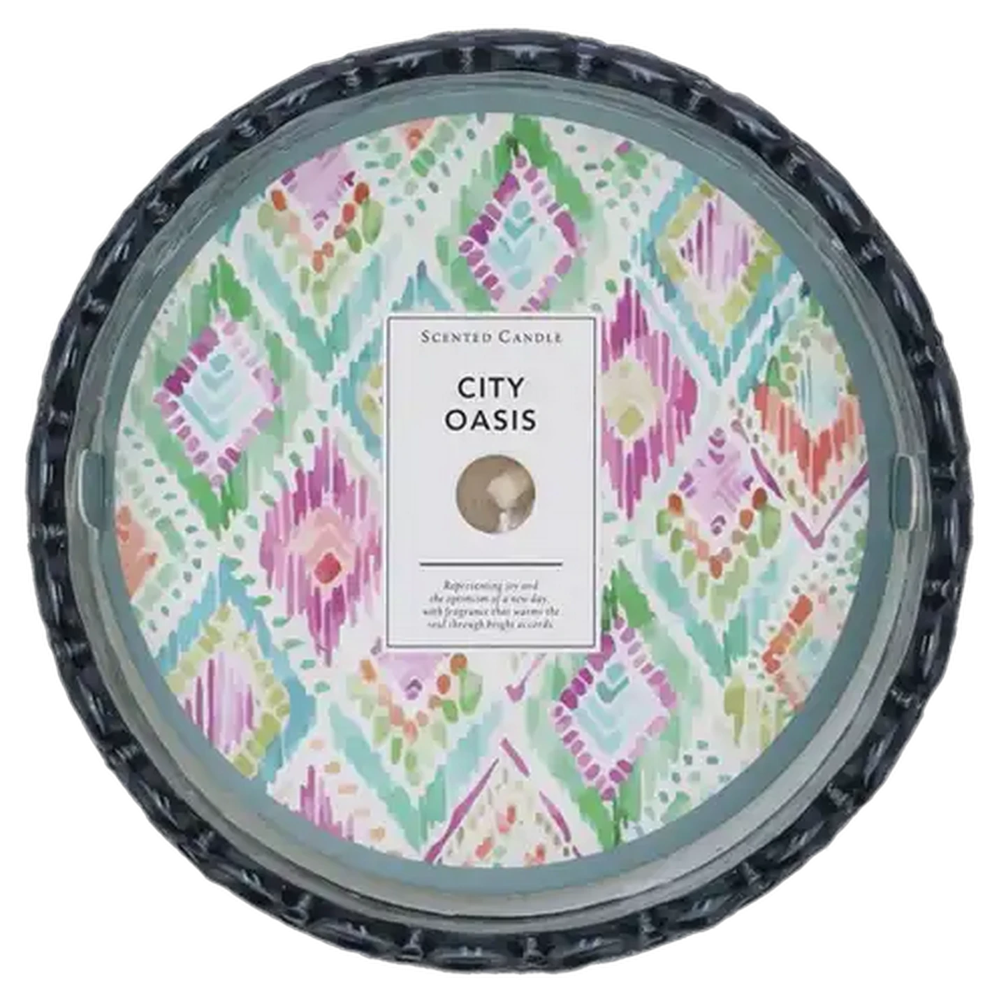 Image of City Oasis Green Ditsy Glass Candle 8 x 10cm