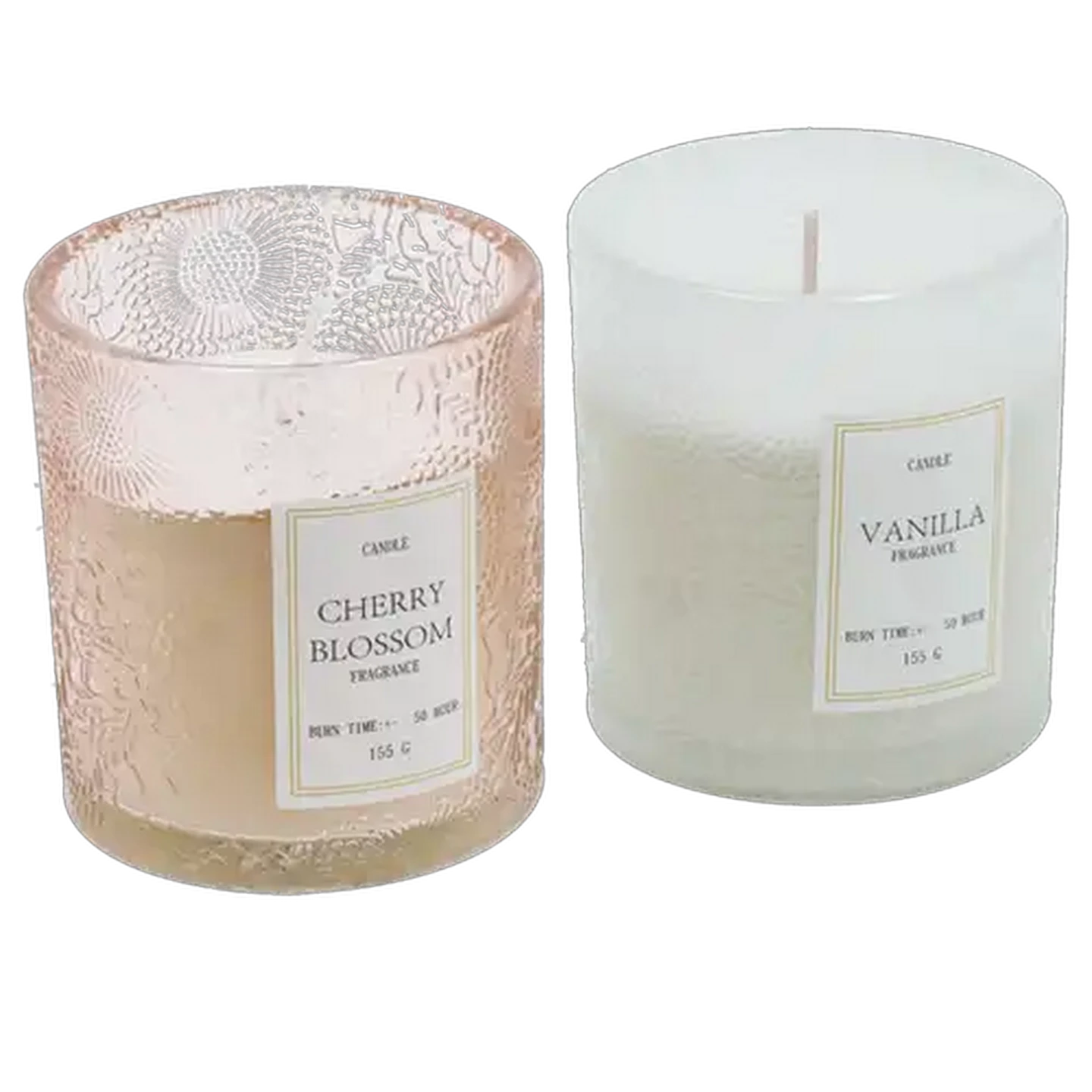 Image of Pink or White Cherry Blossom or Vanilla Candle 9 x 9cm (Scent May Vary)