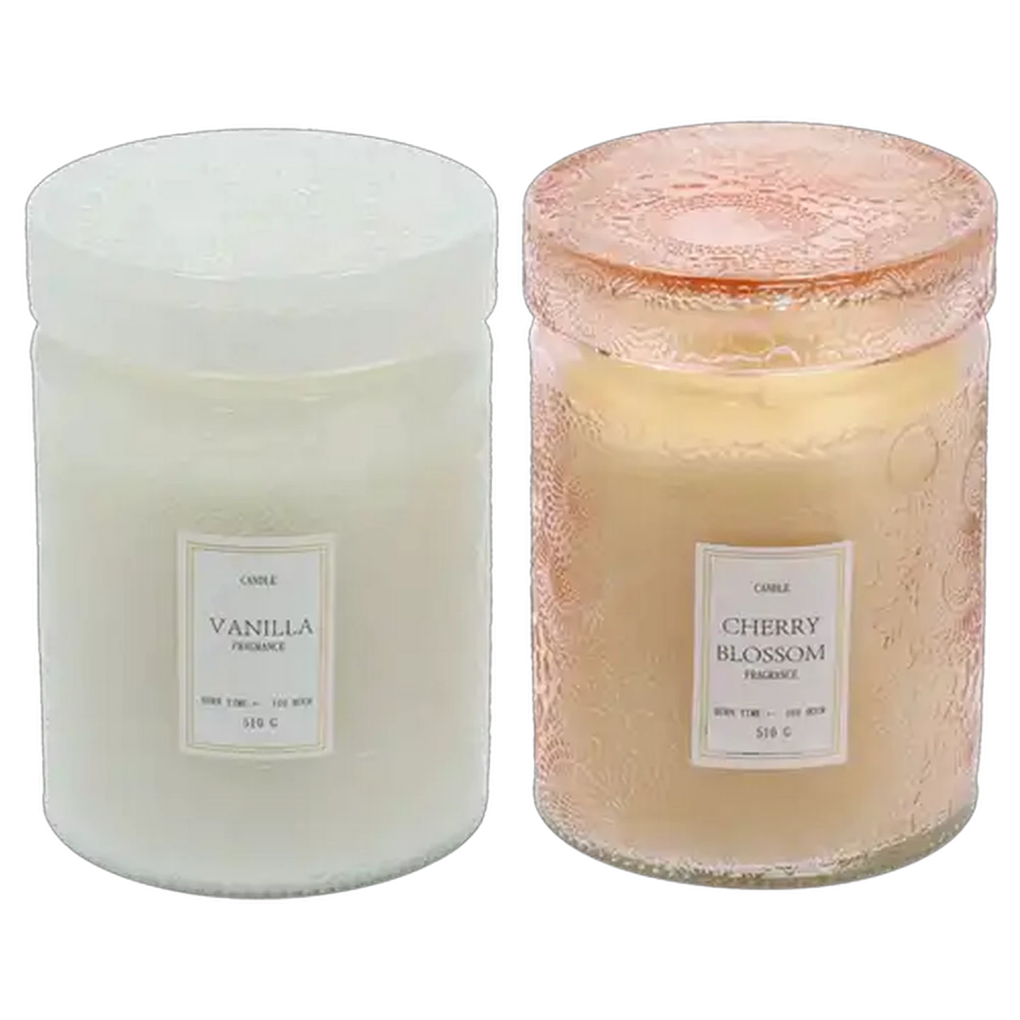 Image of Pink or White Cherry Blossom or Vanilla Jar Candle 9 x 14cm (Scent May Vary)