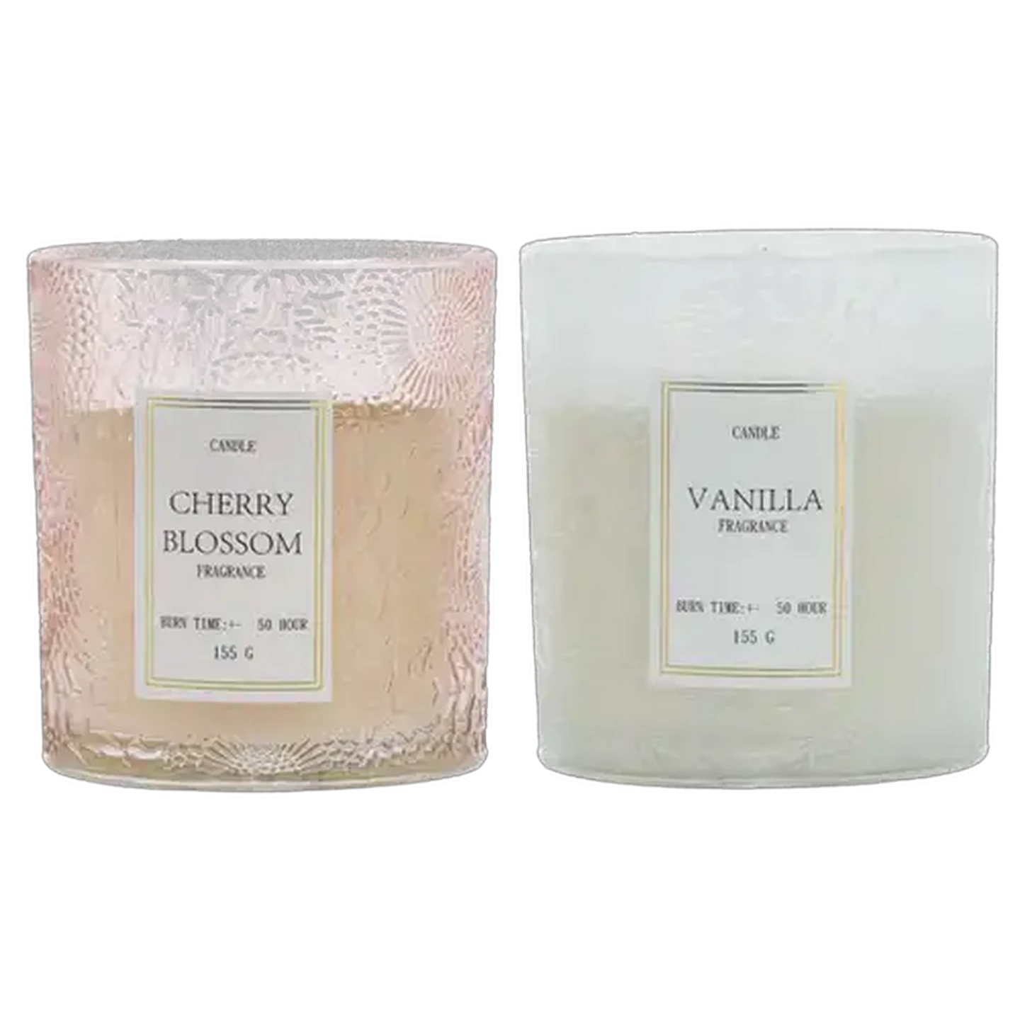 Image of Pink or White Cherry Blossom or Vanilla Candle 9 x 9cm (Scent May Vary)