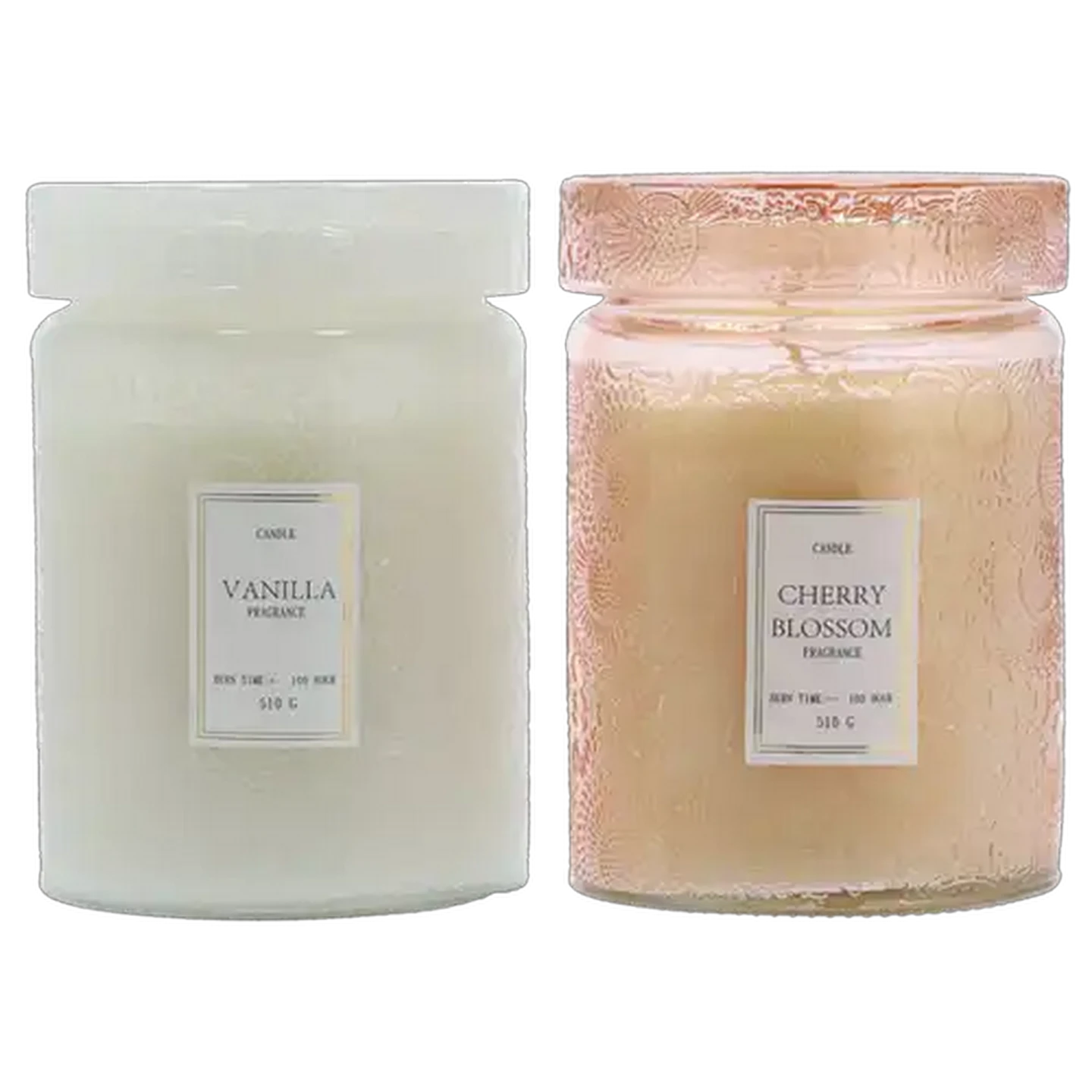 Image of Pink or White Cherry Blossom or Vanilla Jar Candle 9 x 14cm (Scent May Vary)