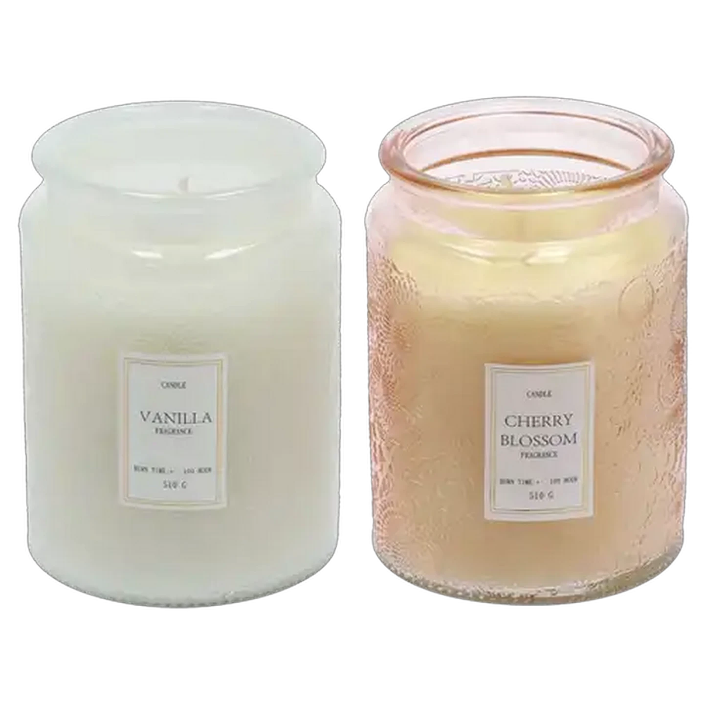 Image of Pink or White Cherry Blossom or Vanilla Jar Candle 9 x 14cm (Scent May Vary)