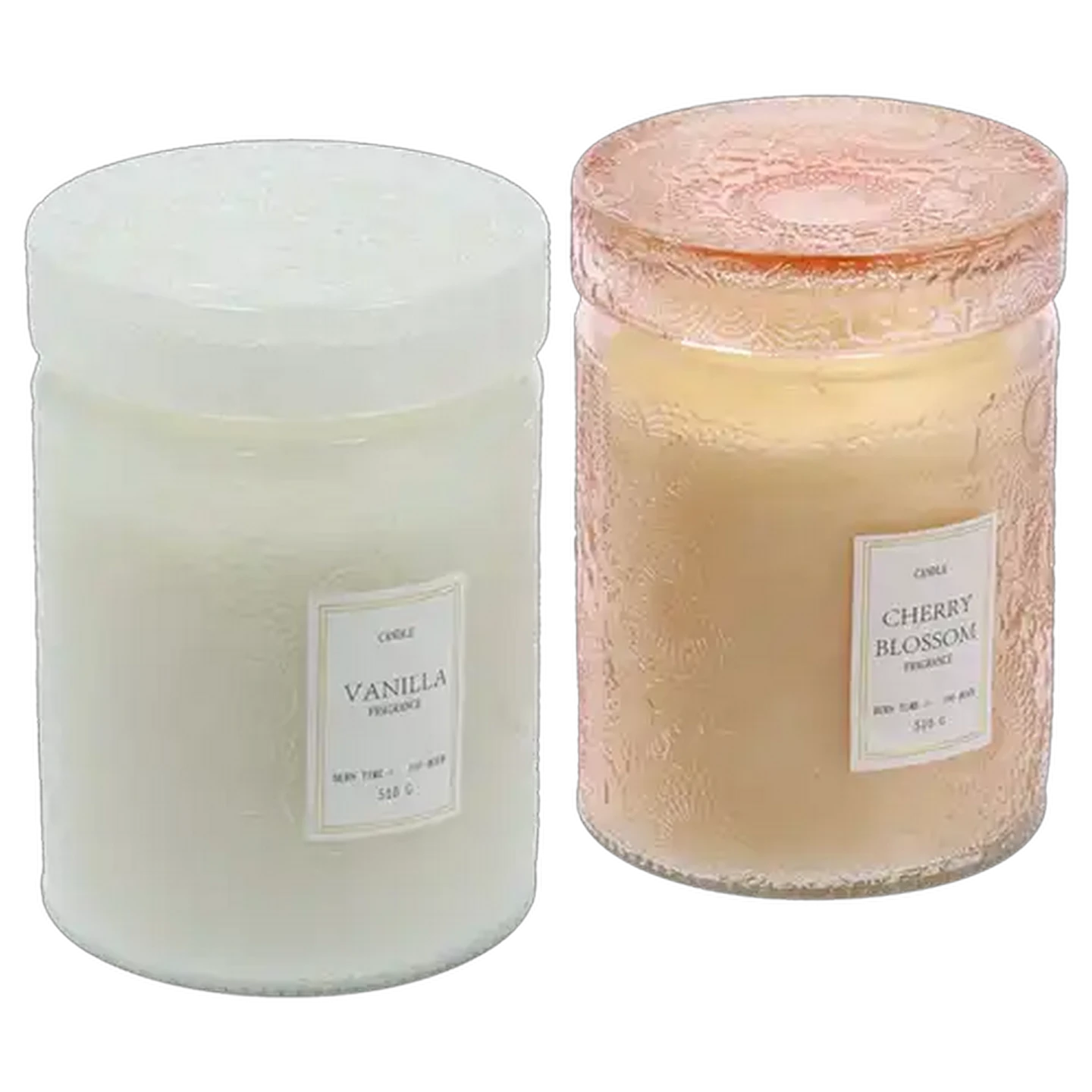 Image of Pink or White Cherry Blossom or Vanilla Jar Candle 9 x 14cm (Scent May Vary)
