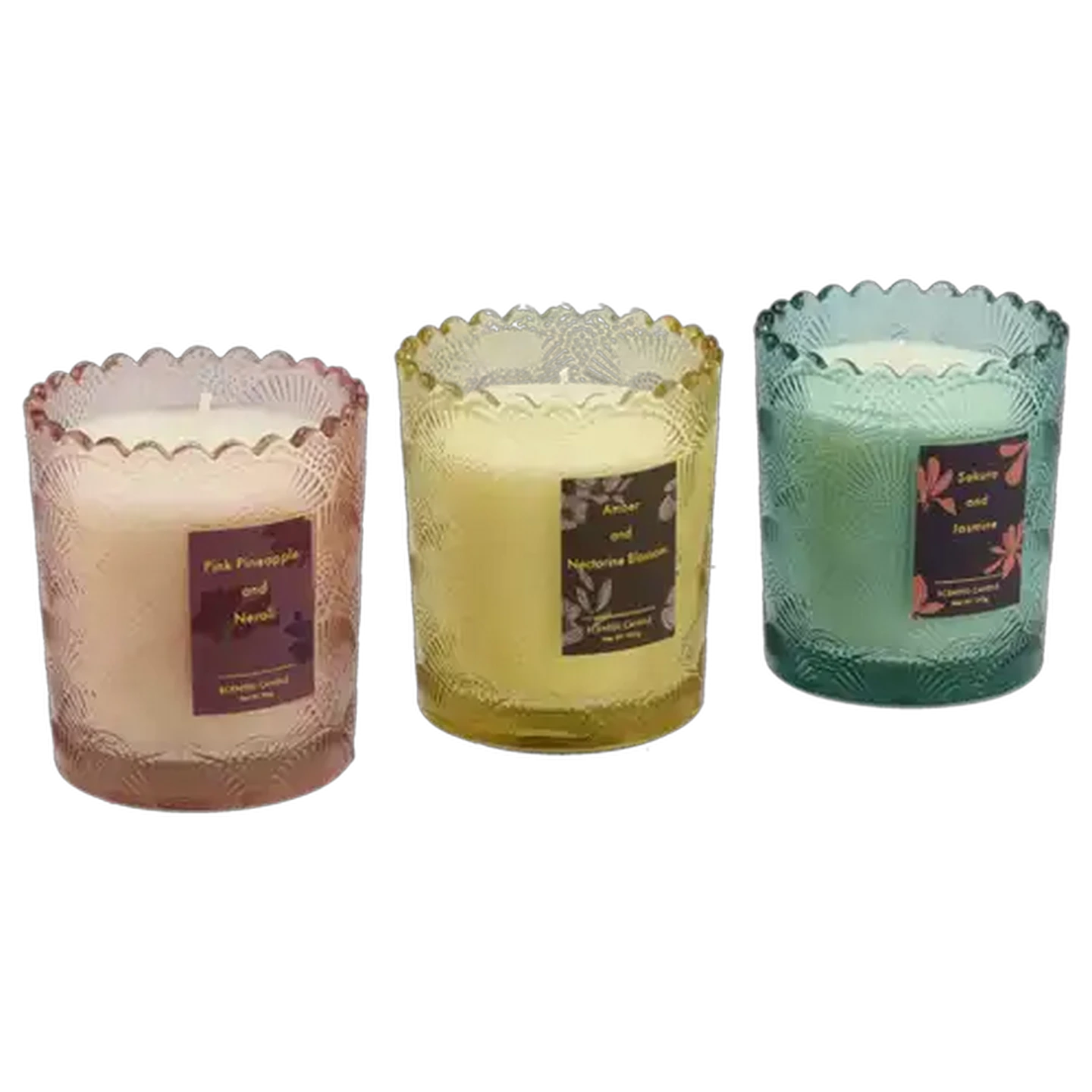Image of The Bloom Collection Glass Candle Set 3 Piece