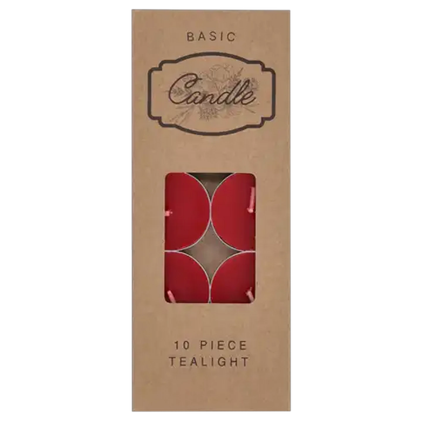 Image of Unscented Red Tealight Candle 10 Pack