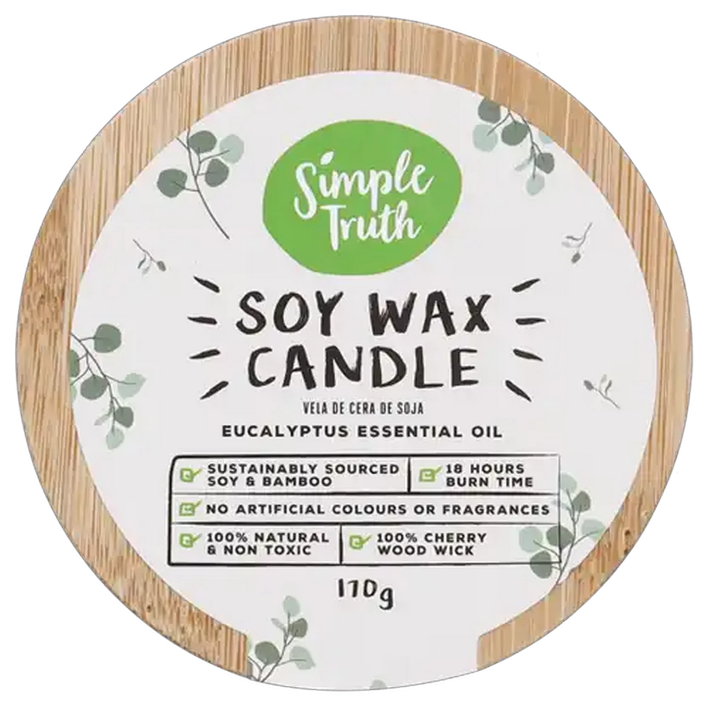 Image of Simple Truth Eucalyptus Essential Oil Soy Wax Candle 8 x 8cm