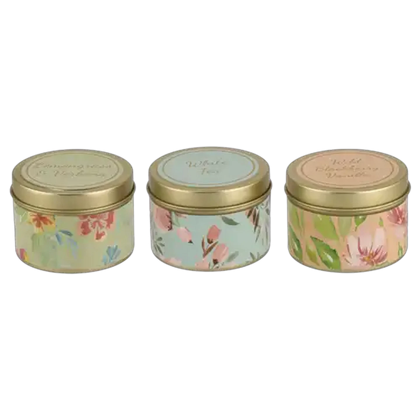 Image of Scented Green, Pink & Blue Candle Tin Set 3-Piece