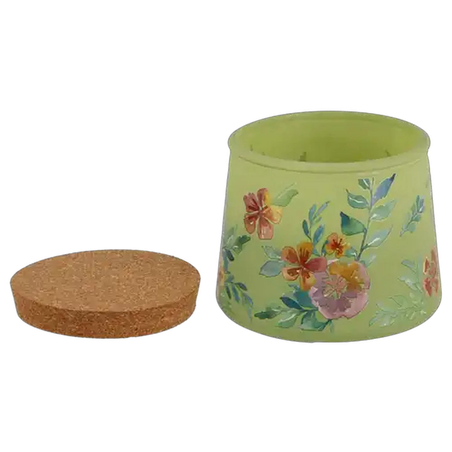 Image of Lemongrass & Verbena Green Glass Candle with Bamboo Lid