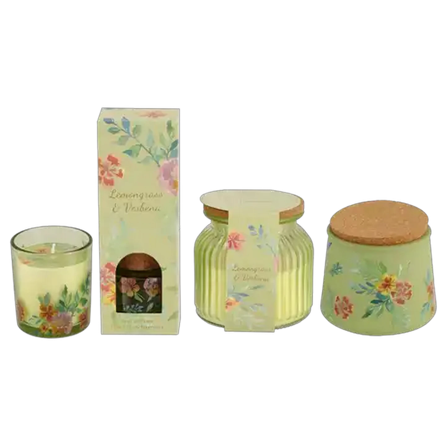 Image of Lemongrass & Verbena Green Glass Candle with Bamboo Lid