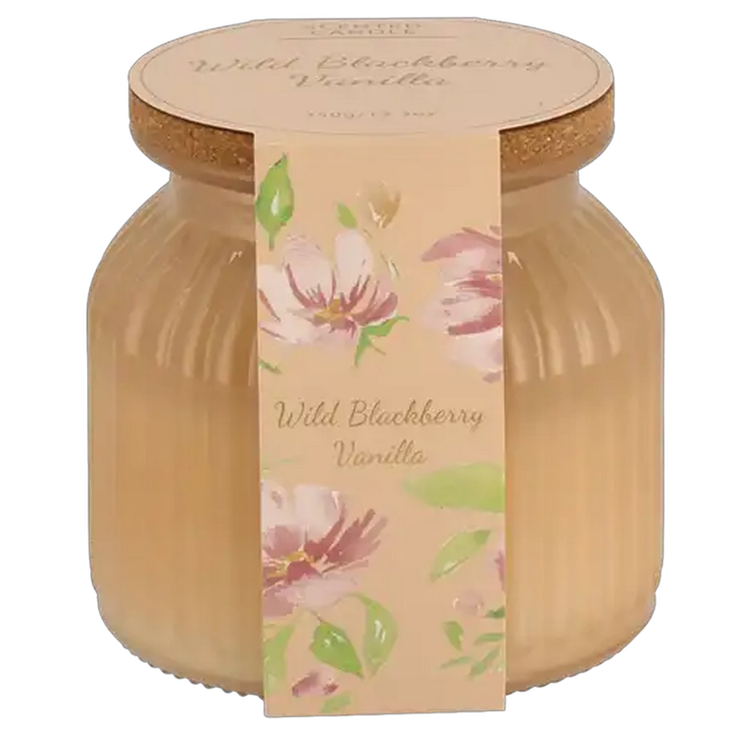 Image of Wild Blackberry Vanilla Pink Glass Jar Candle with Bamboo Lid