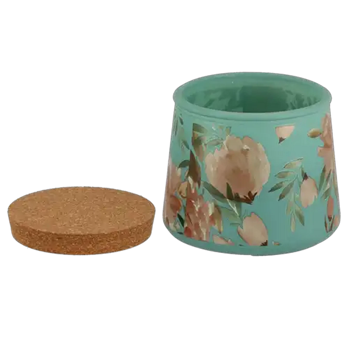 Image of White Tea Blue Glass Candle with Bamboo Lid 10 x 8cm