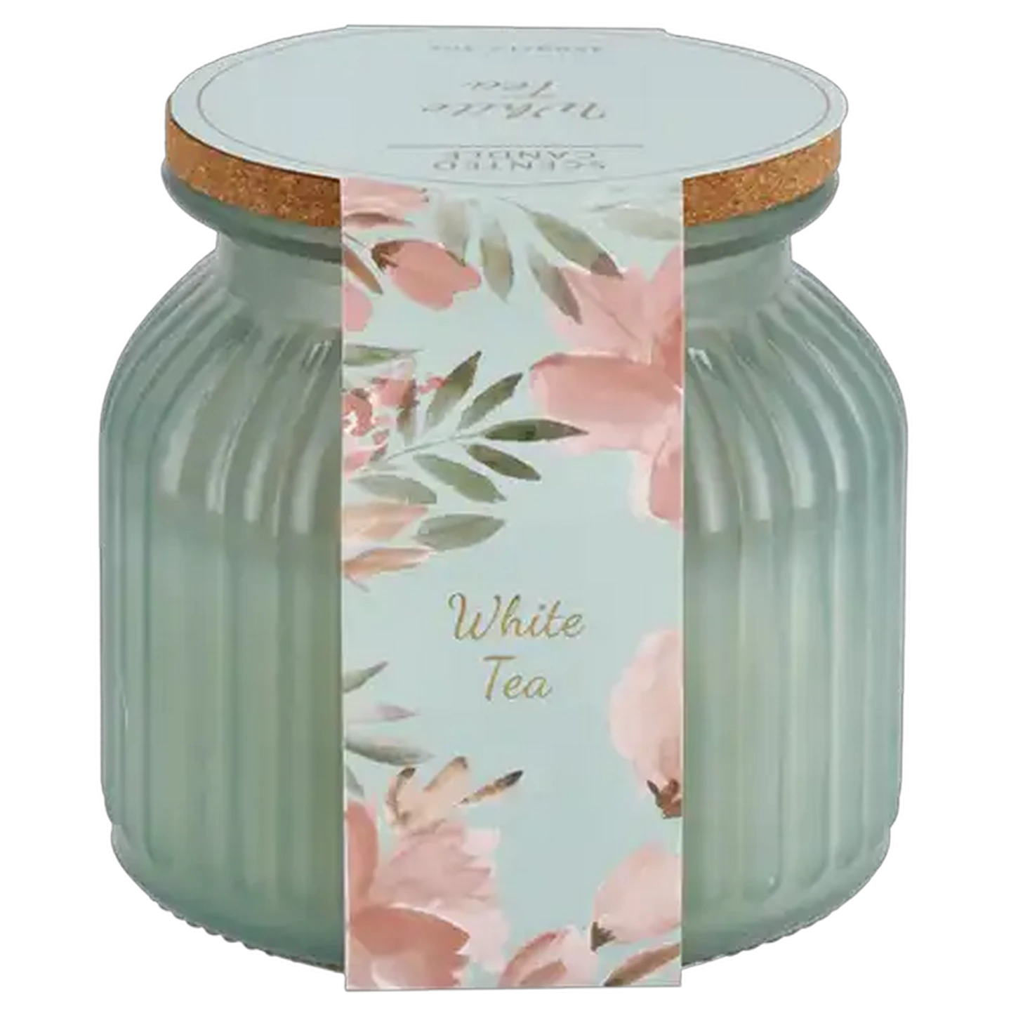 Image of White Tea Blue Glass Jar Candle with Bamboo Lid 10 x 10cm