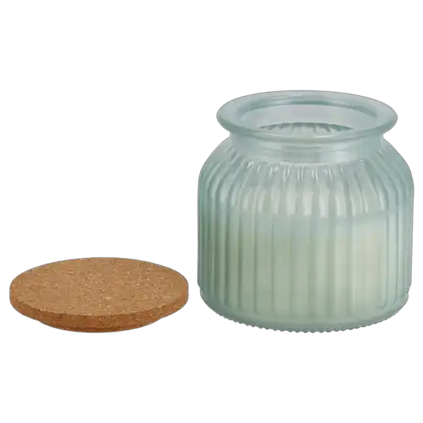 Image of White Tea Blue Glass Jar Candle with Bamboo Lid 10 x 10cm