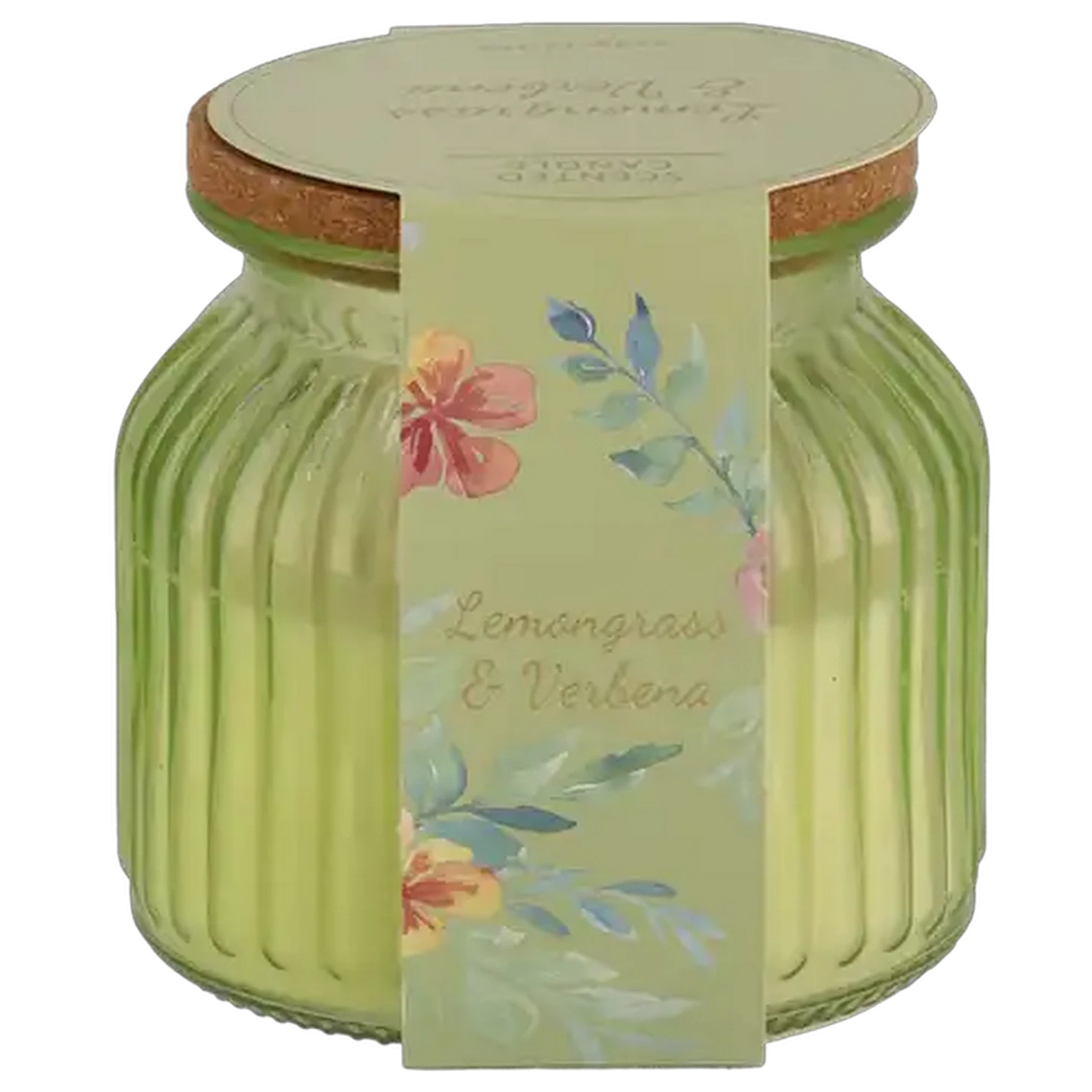 Image of Lemongrass & Verbena Green Jar Glass Candle with Bamboo Lid 10 x 10cm