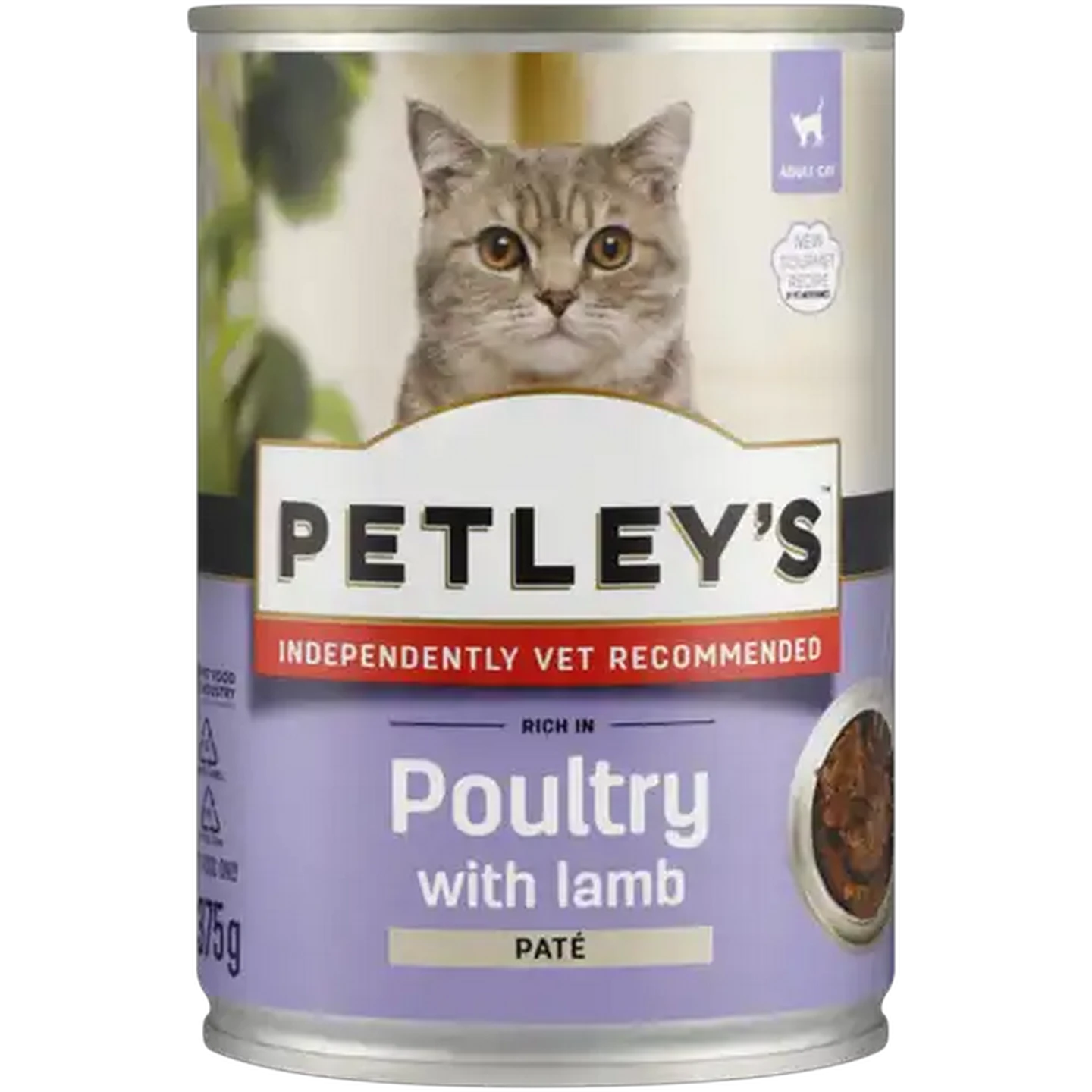 Image of Petley's Poultry with Lamb Paté Adult Wet Cat Food 375g